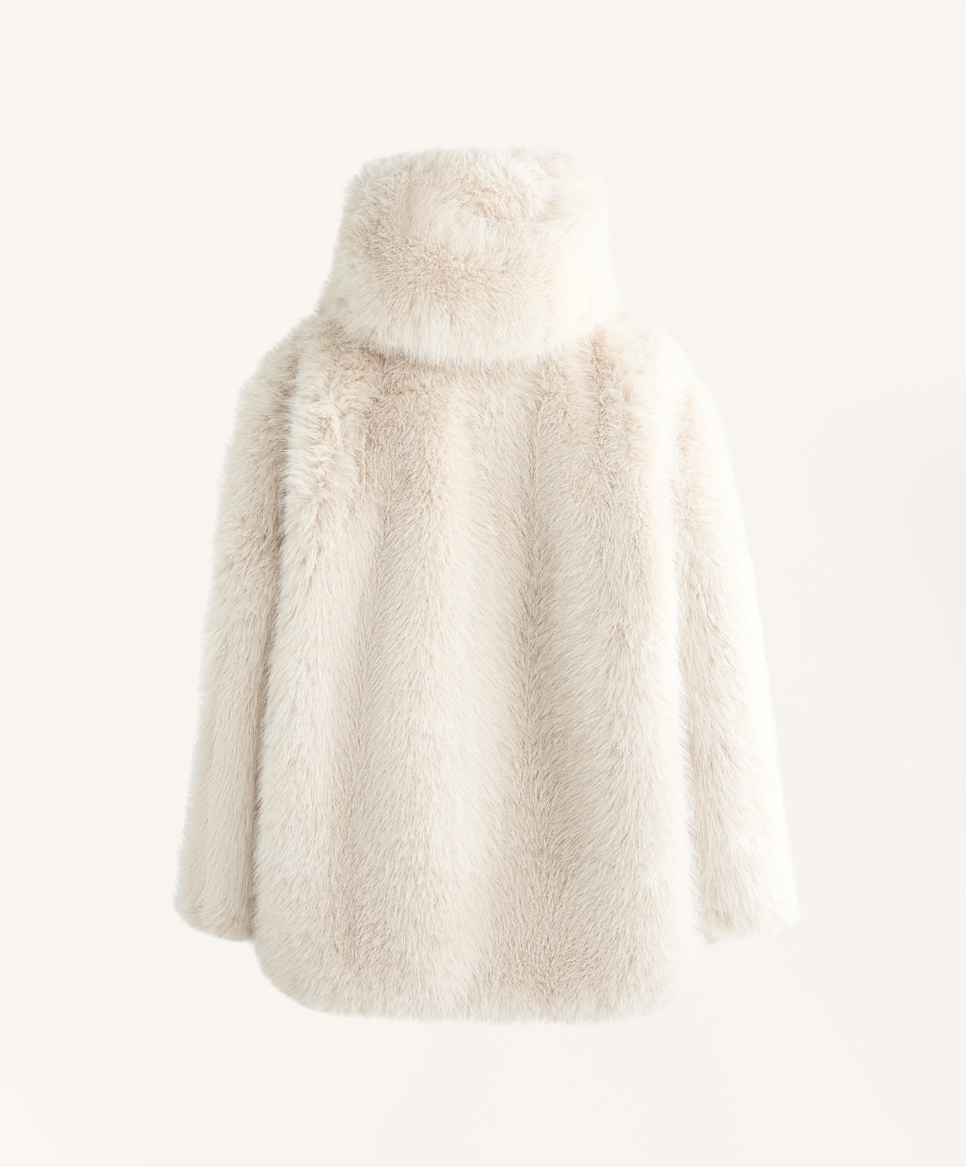 Faux fur hooded jacket — OATMEAL