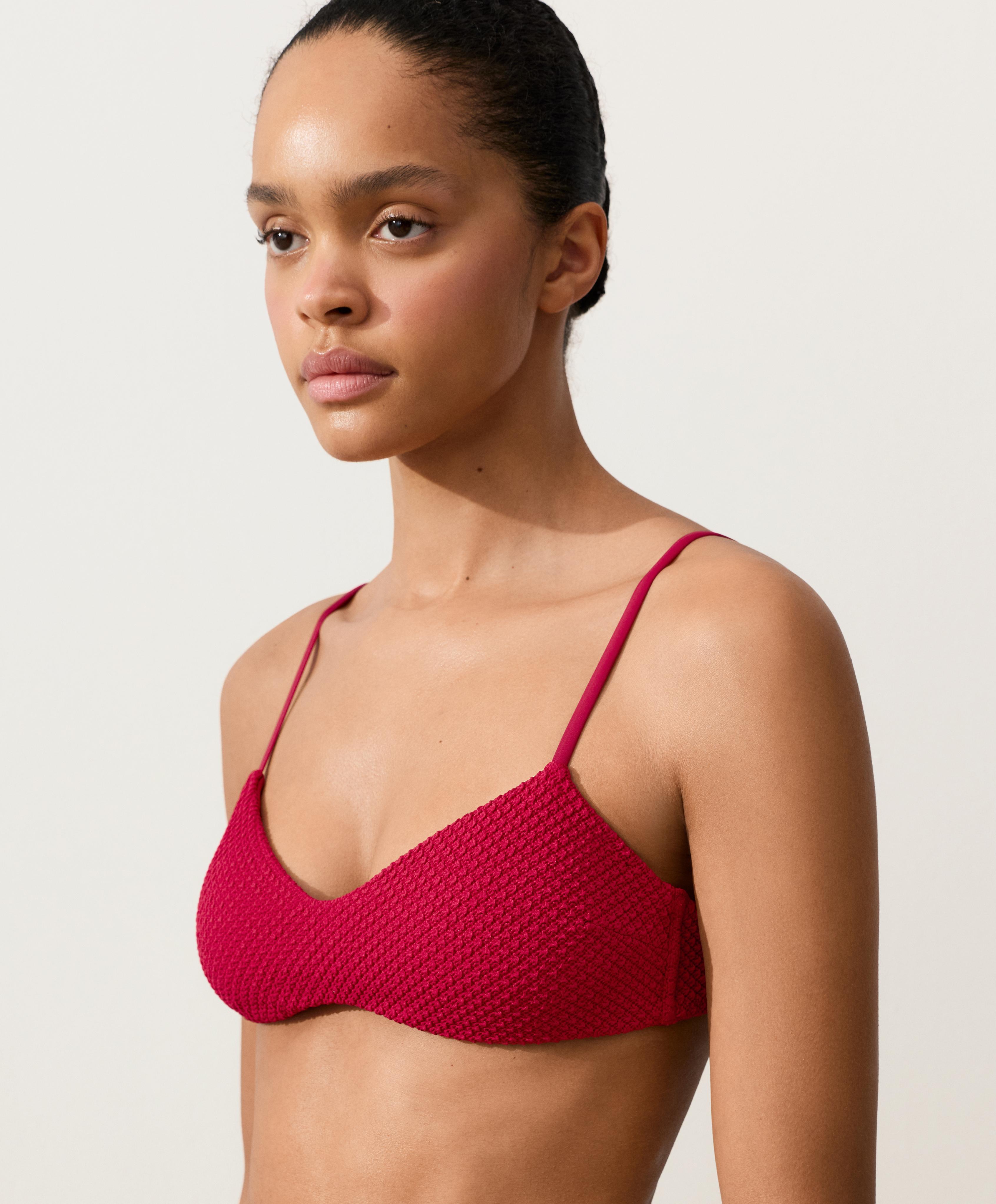 Waffle texture bikini top — BRIGHT RED