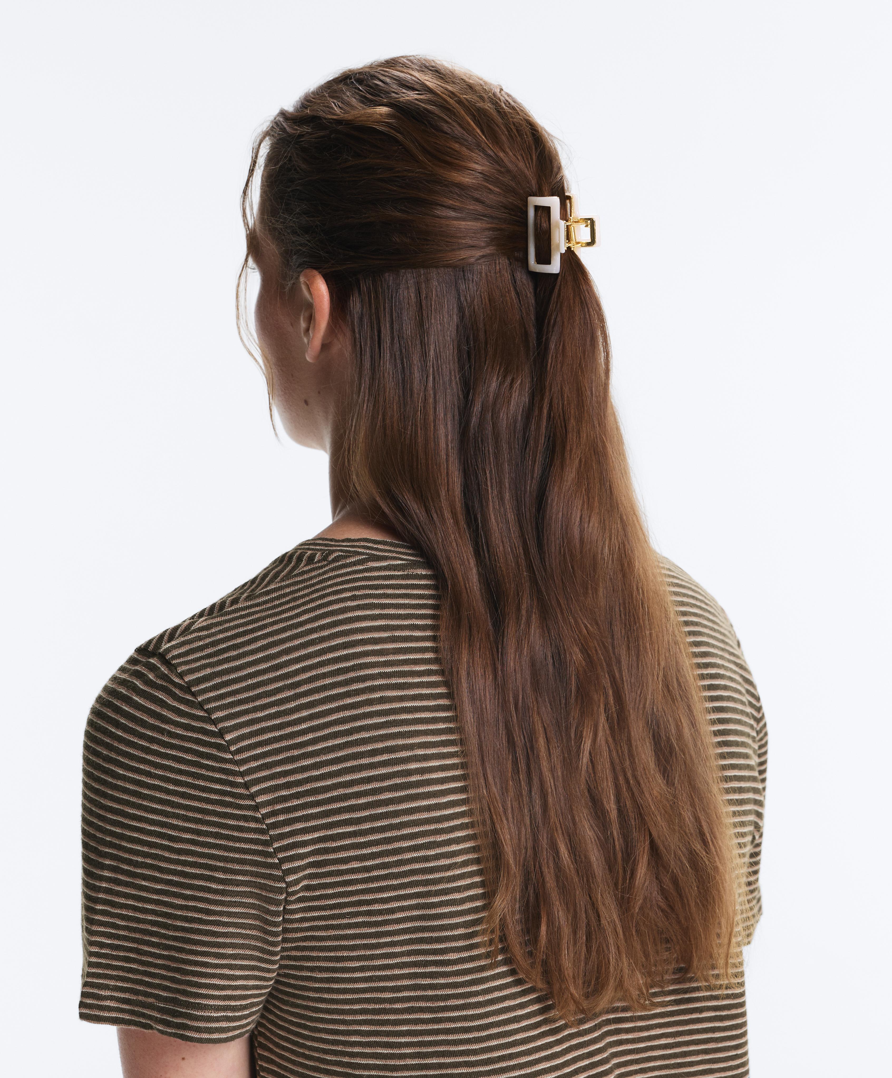 2 square metallic hair clips — QUARTZ