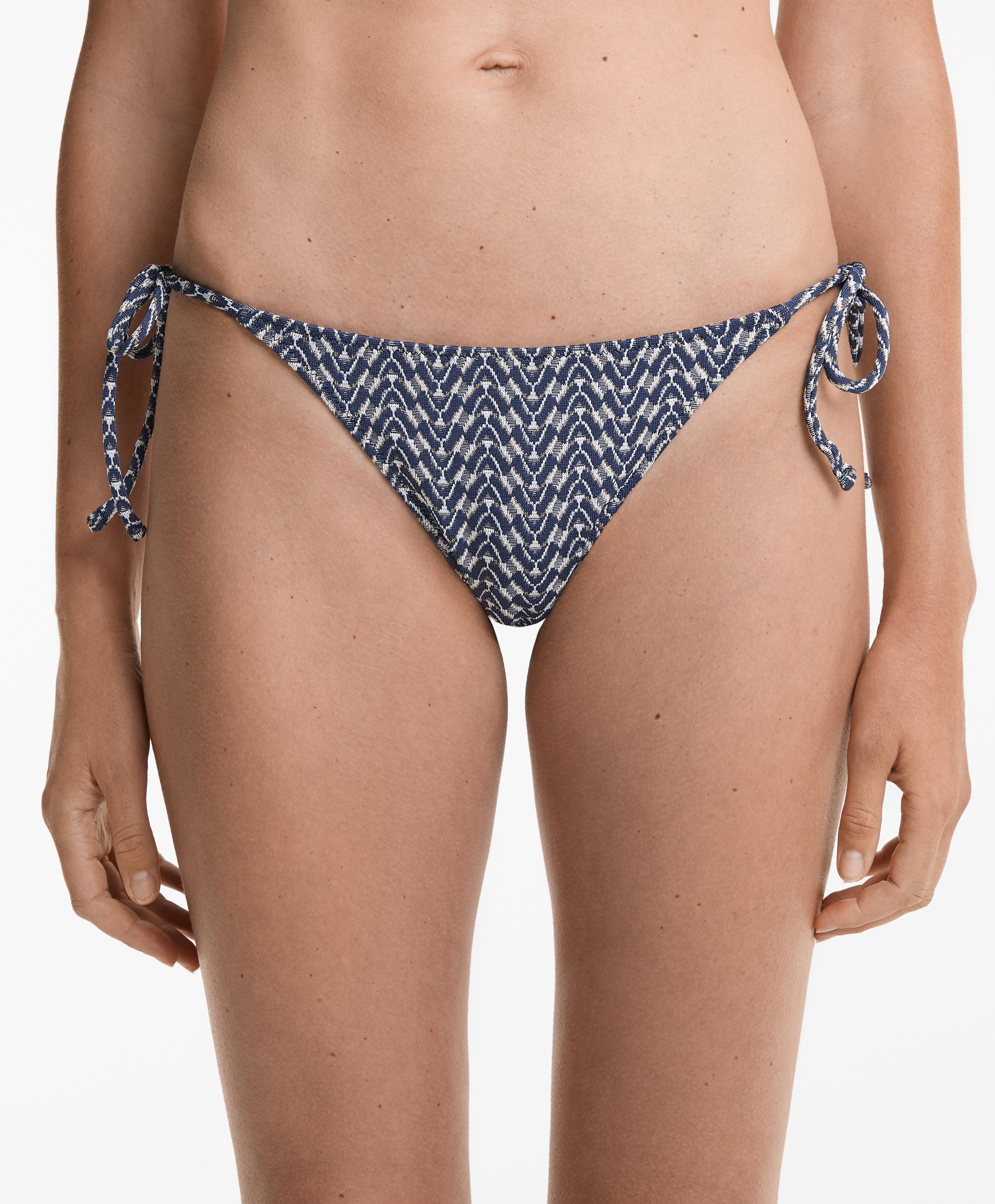 Medium-coverage jacquard tie bikini briefs