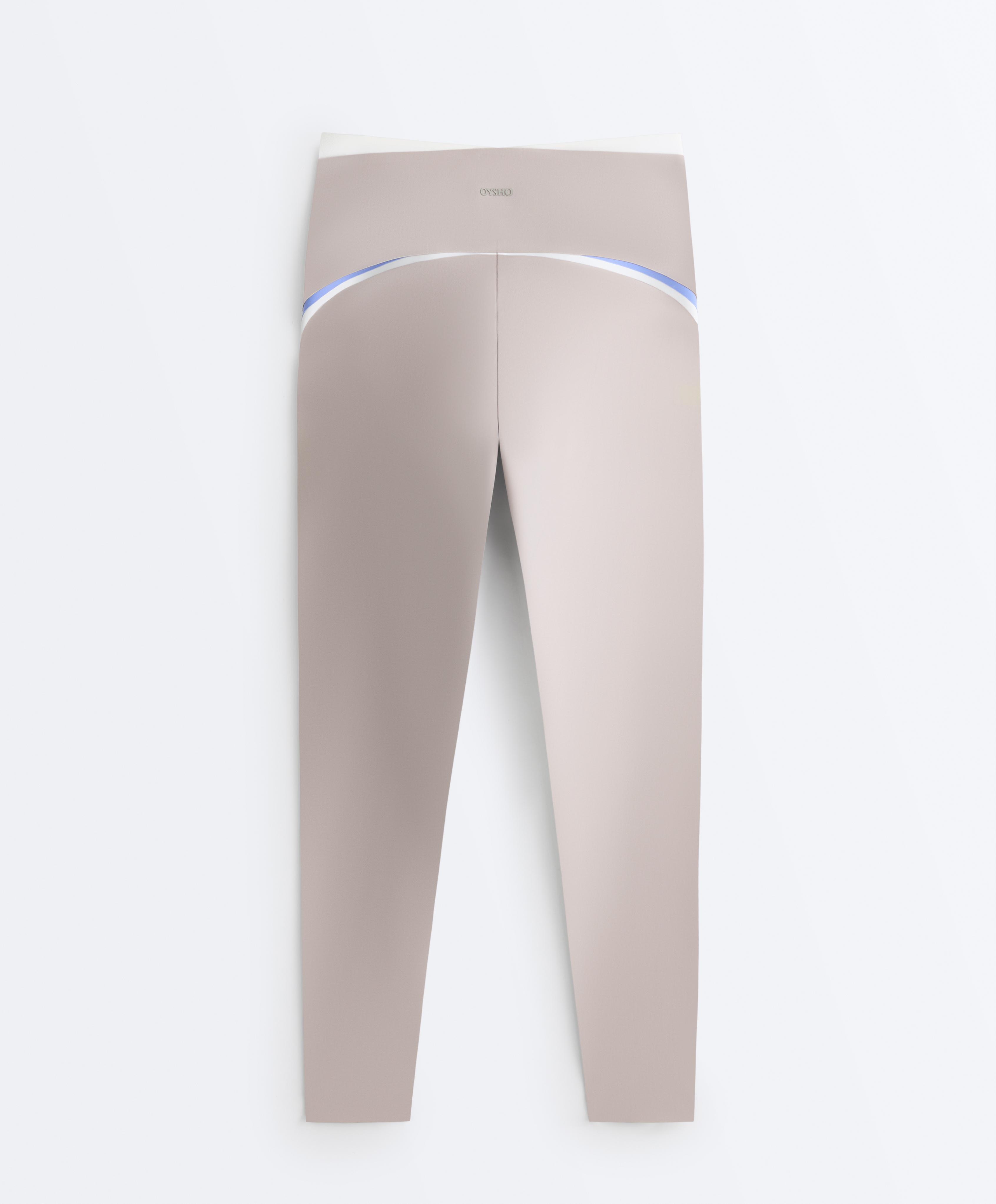 High rise compressive contrast ankle-length leggings — PINK-MINK