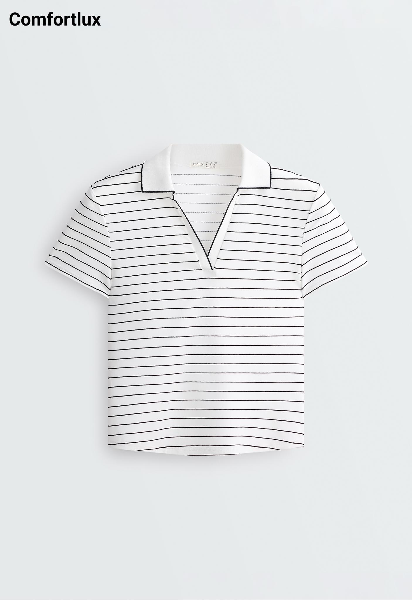 Striped Comfortlux short-sleeved polo shirt — WHITE 