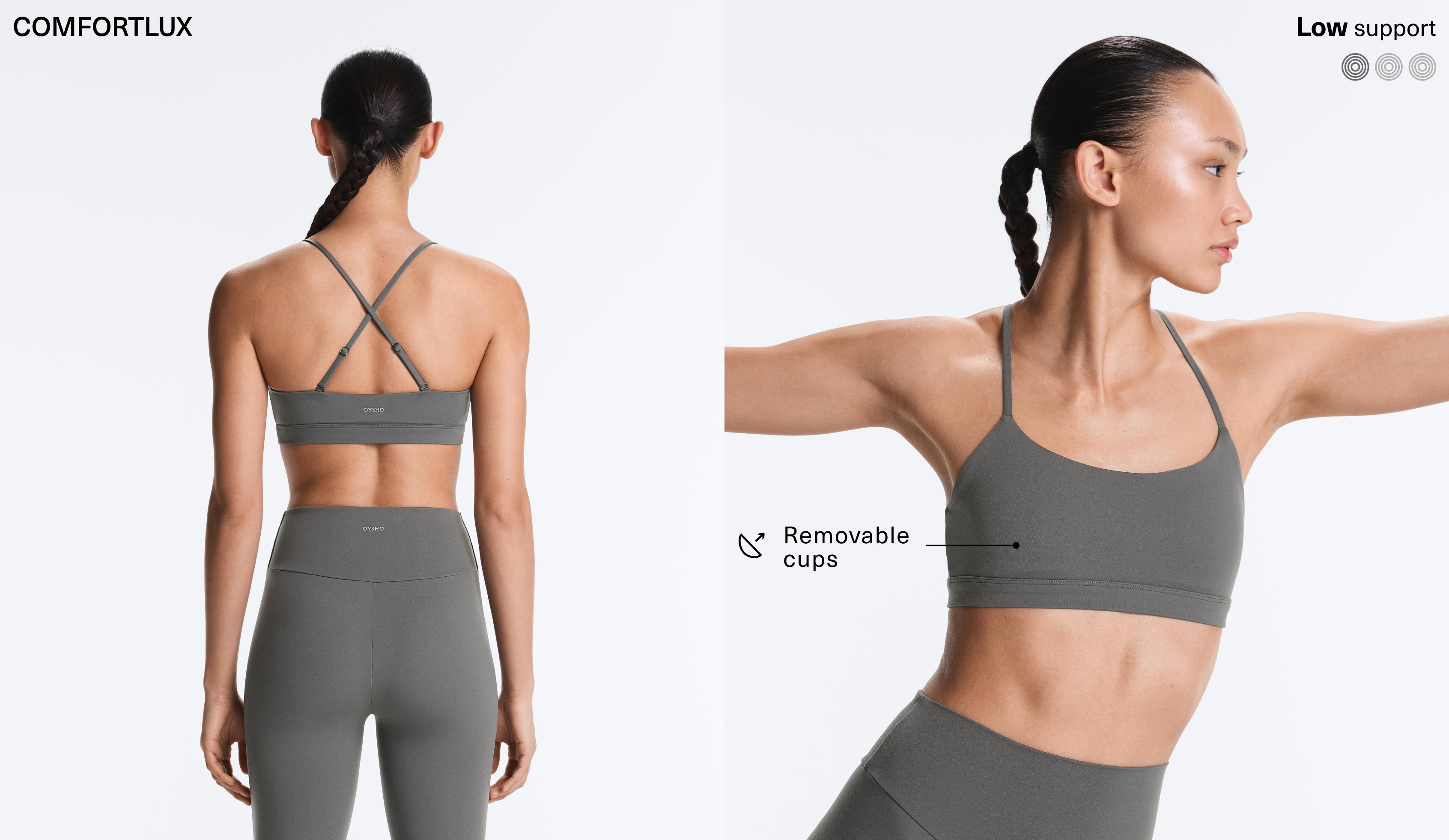 Low-support Comfortlux sports bra with straps — MID GREY