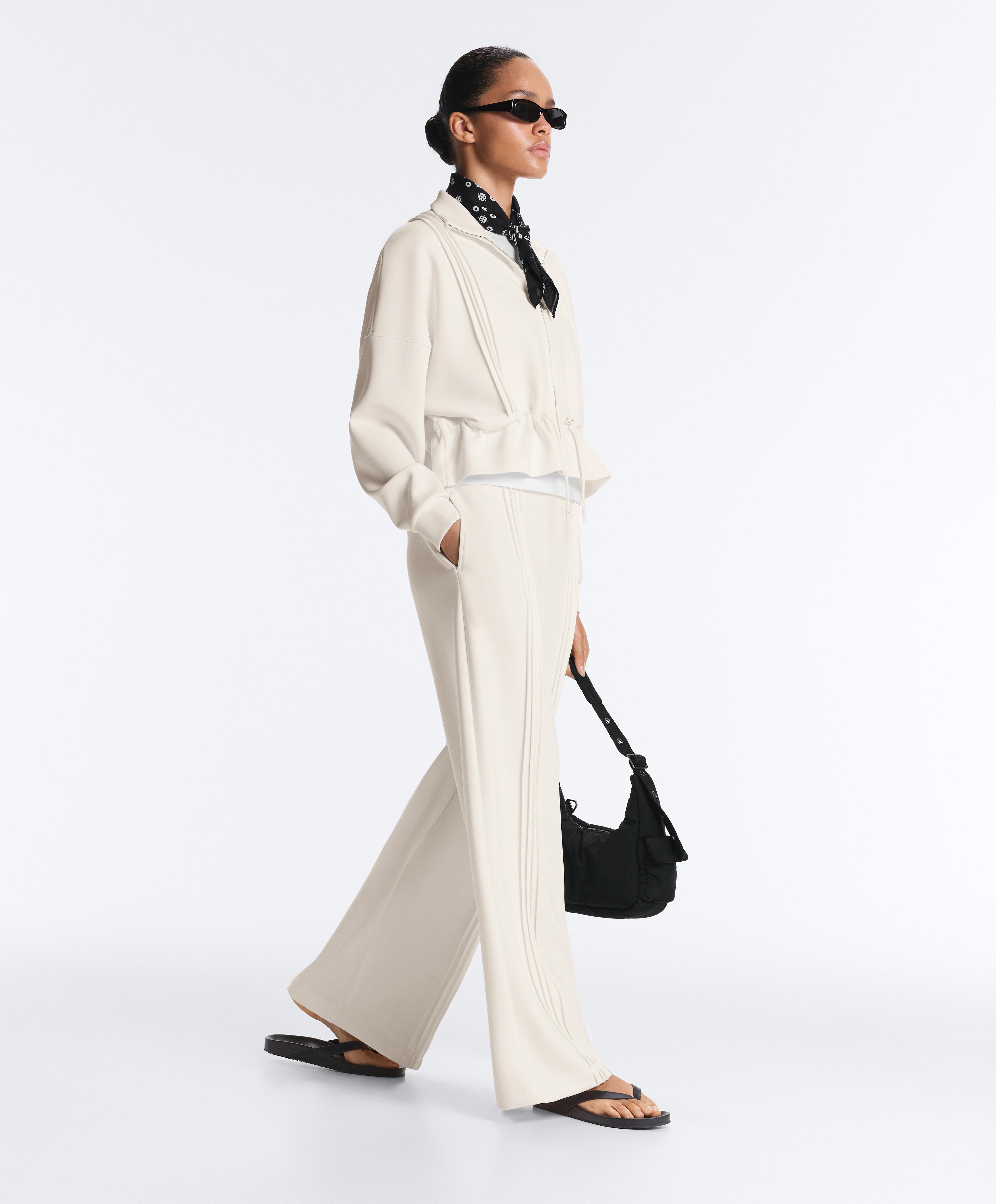 Soft-touch modal jacket with rib trim — PALE ECRU