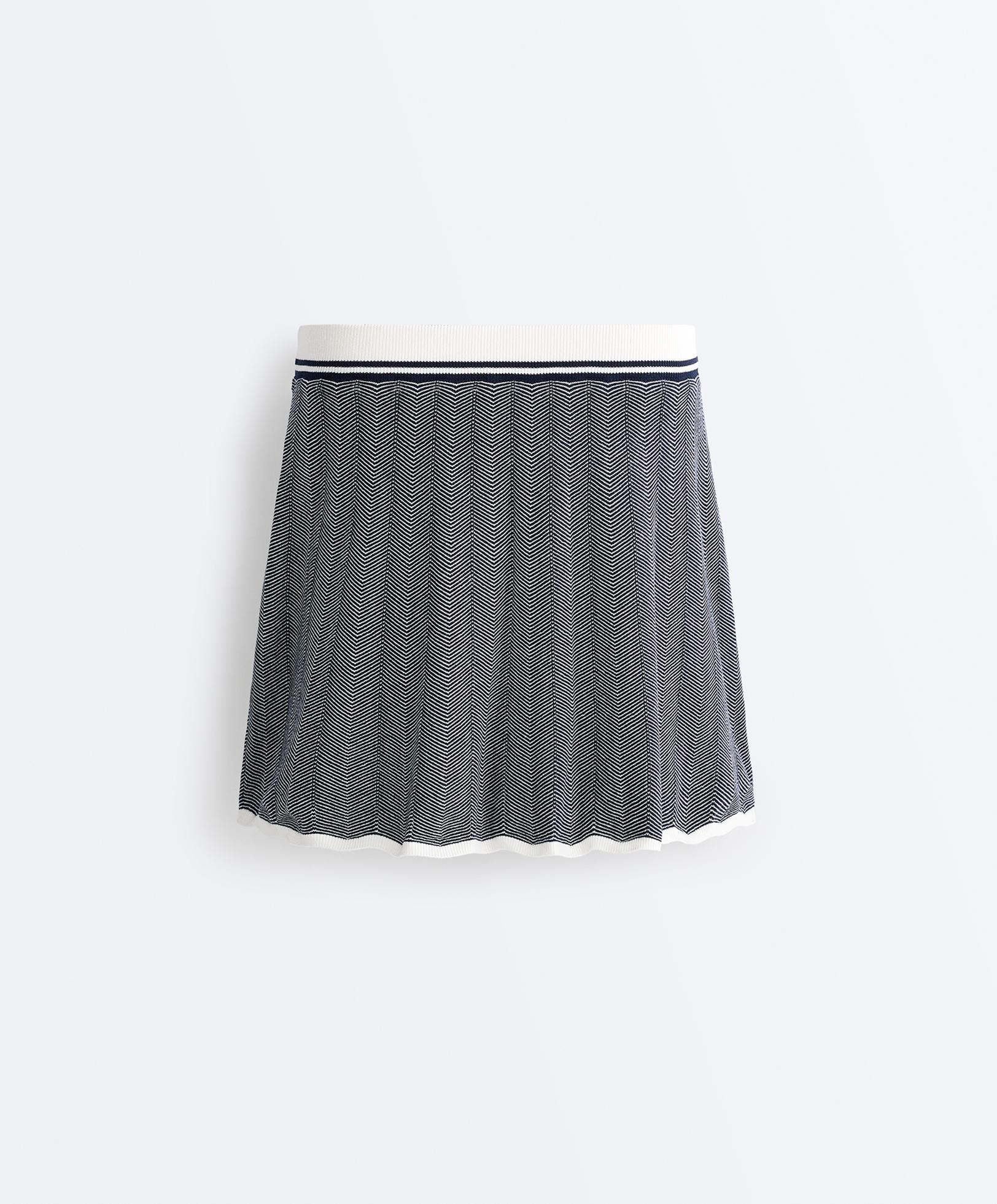 Herringbone knit high rise seamless skirt — NAVY BLUE