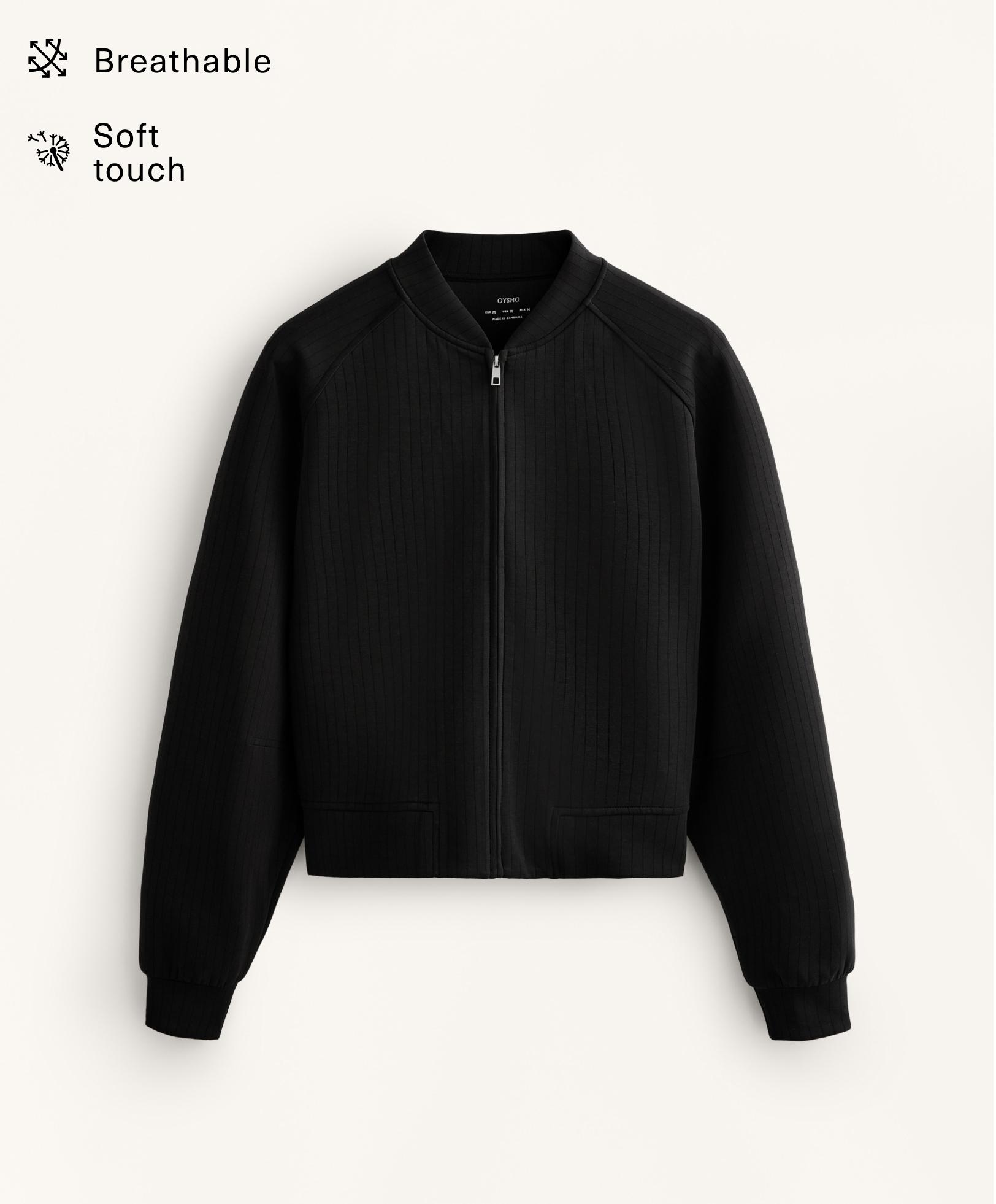 Striped bomber jacket with soft-touch modal