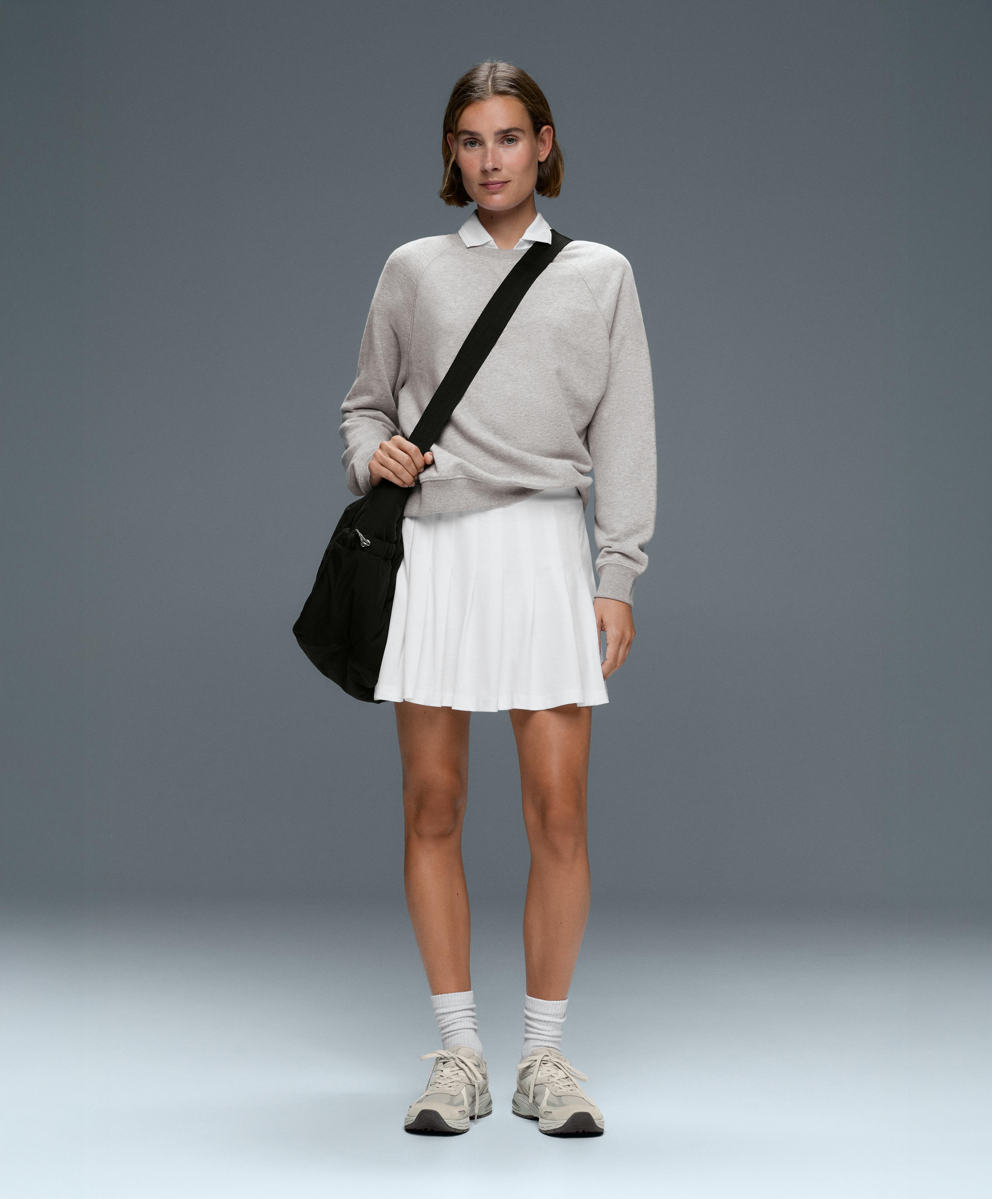 Cotton piqué pleated mini skirt — WHITE 