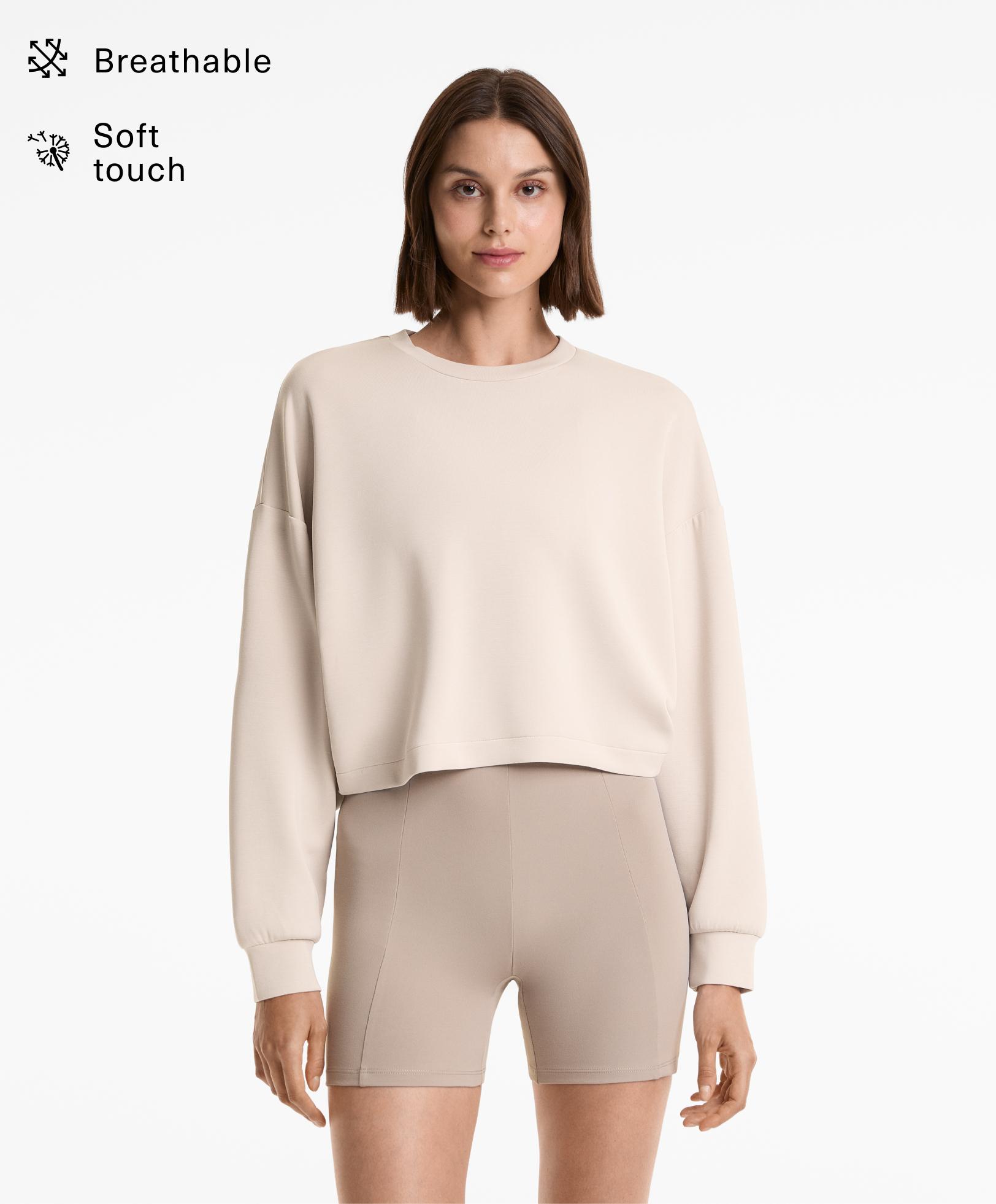 Crop sweater met modal en overslag op de rug