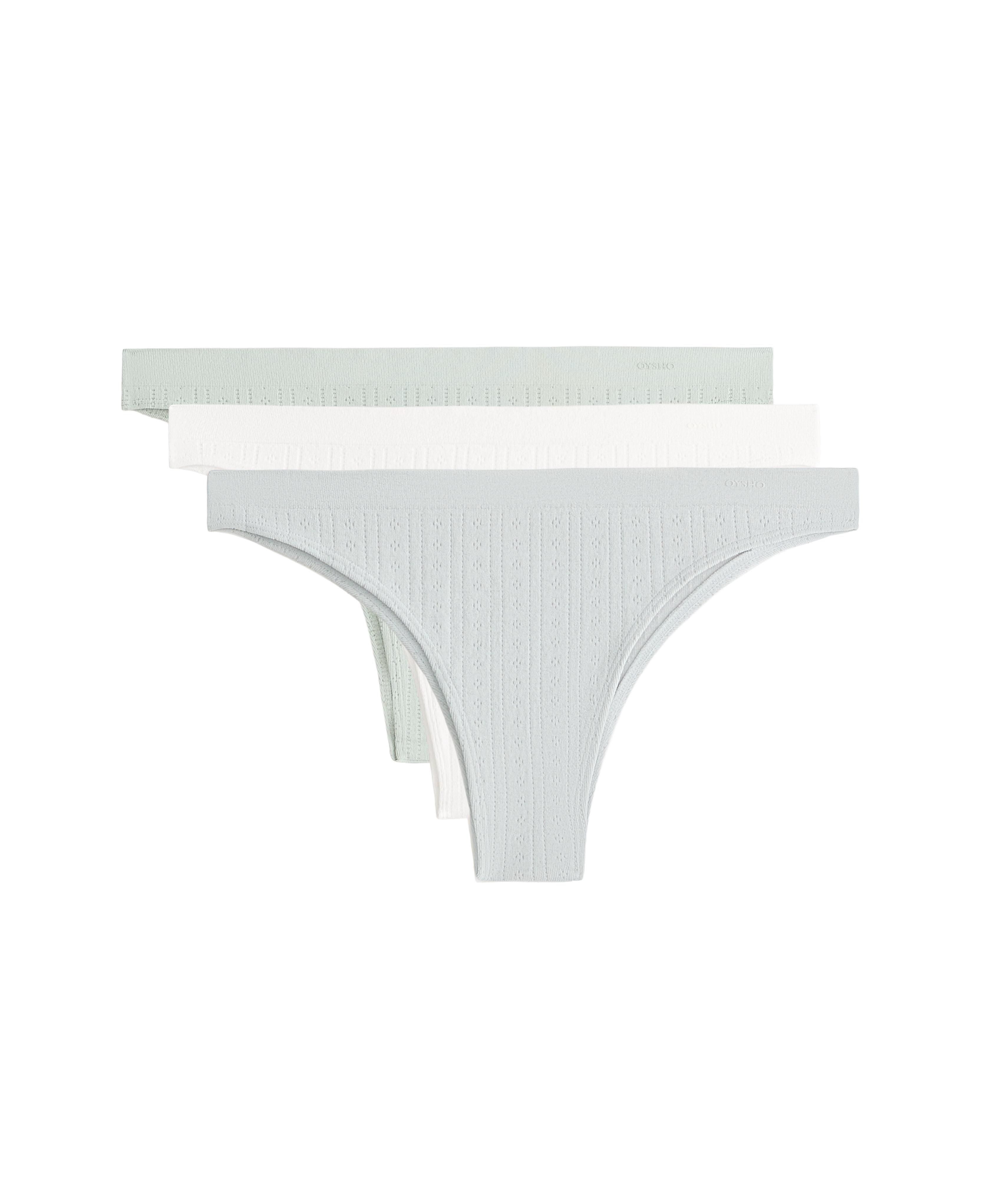 3 seamless soft-touch openwork Brazilian briefs — AQUAMARINE