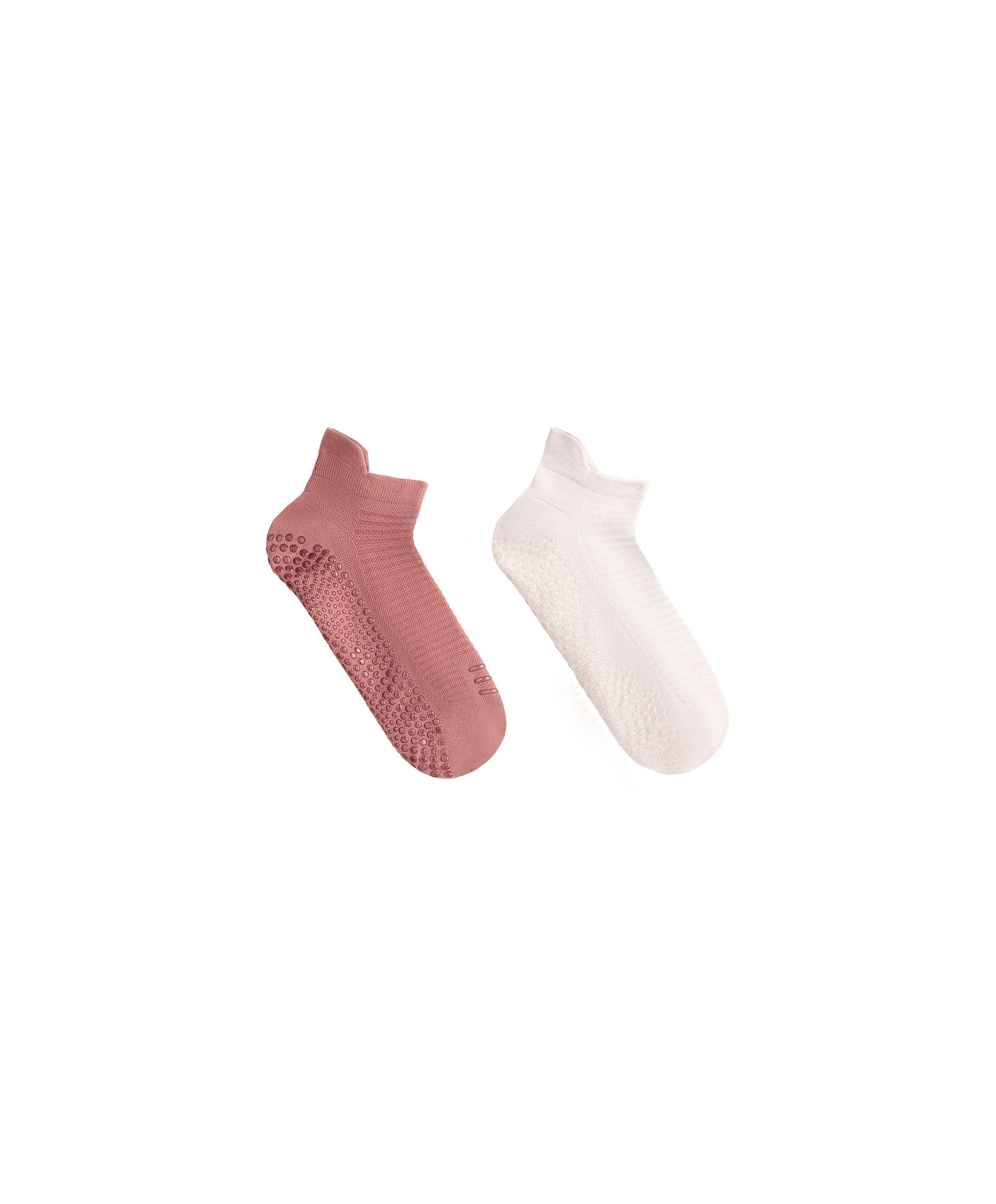 2 pairs of polyamide blend yoga and Pilates sneaker socks — LIGHT STONE