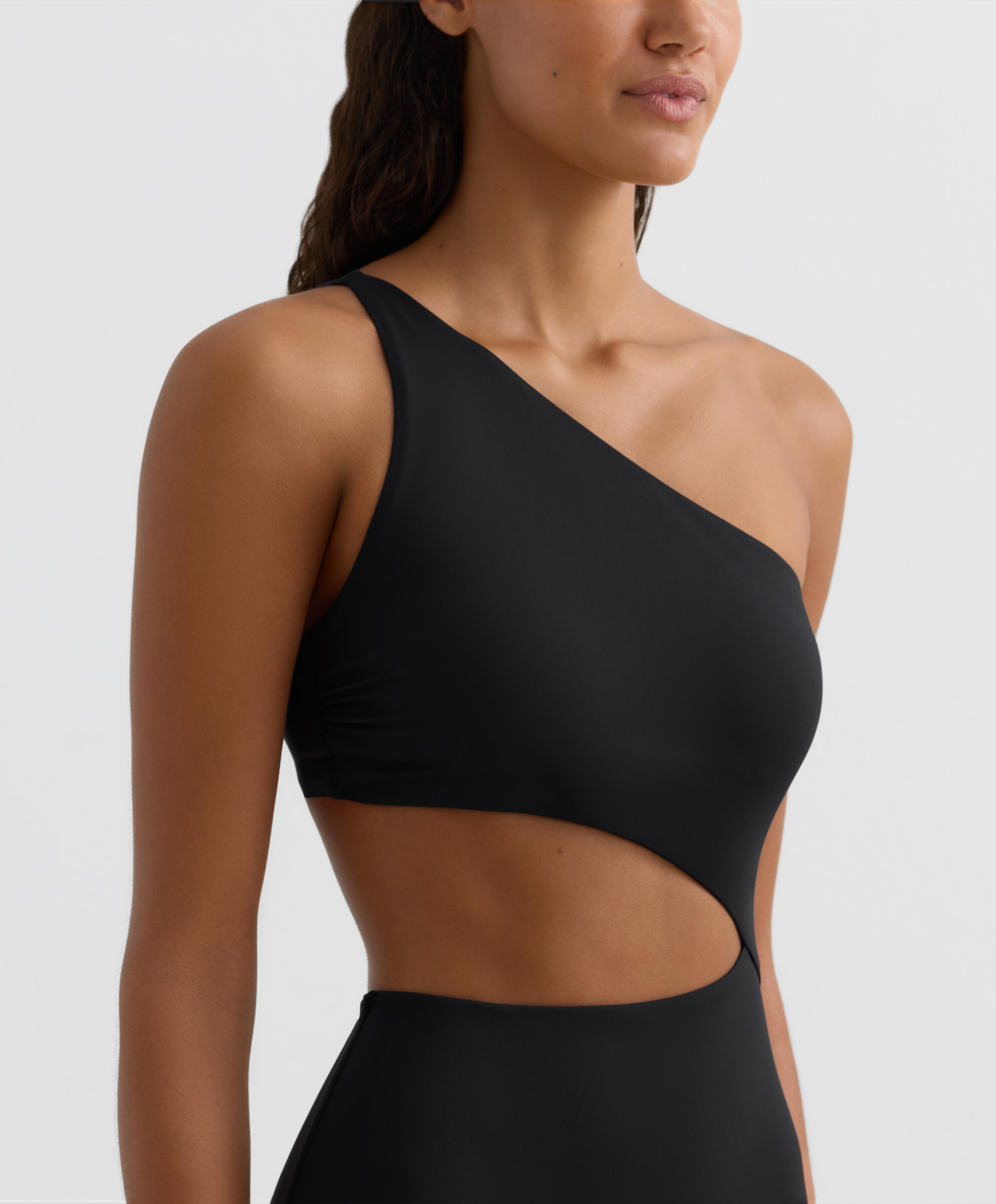 Tie-side asymmetric trikini — BLACK