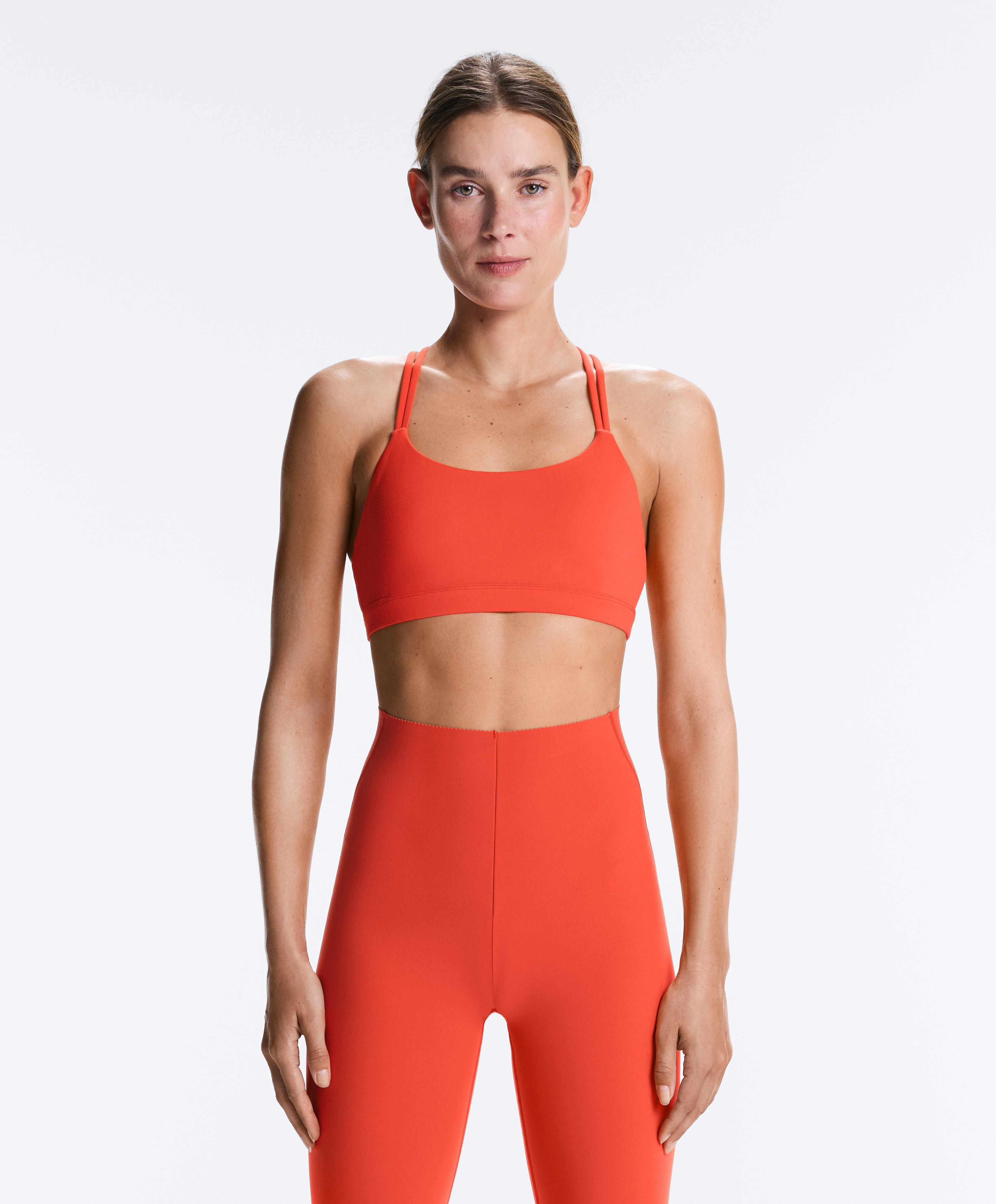 Comfortlux low-support crossover strap sports bra — BRIGHT ORANGE