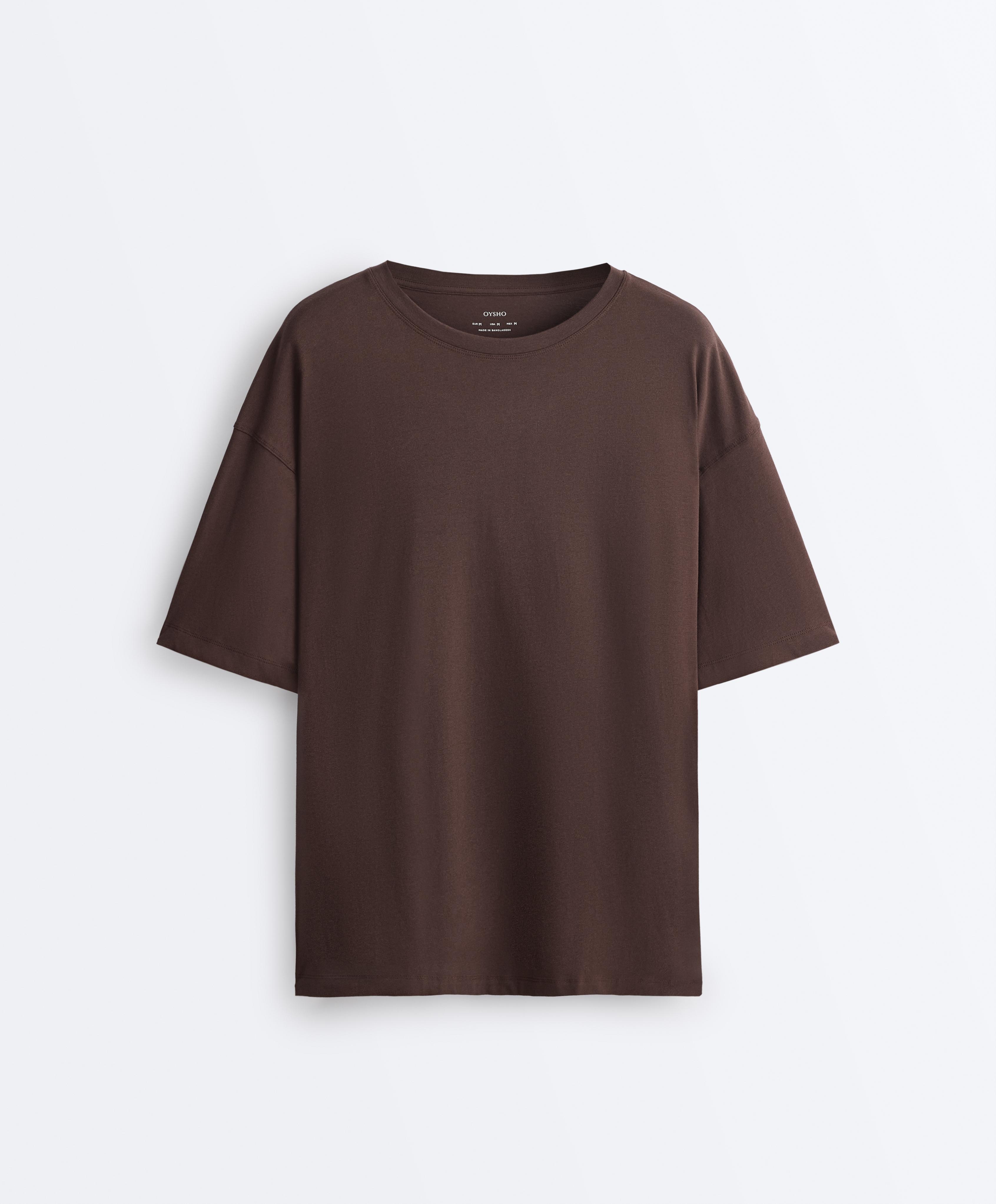 Oversize cotton blend short-sleeved T-shirt