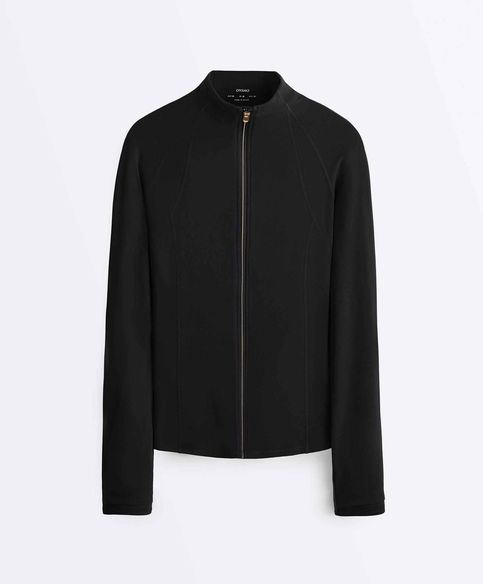 Light warm technical jacket with seams — BLACK