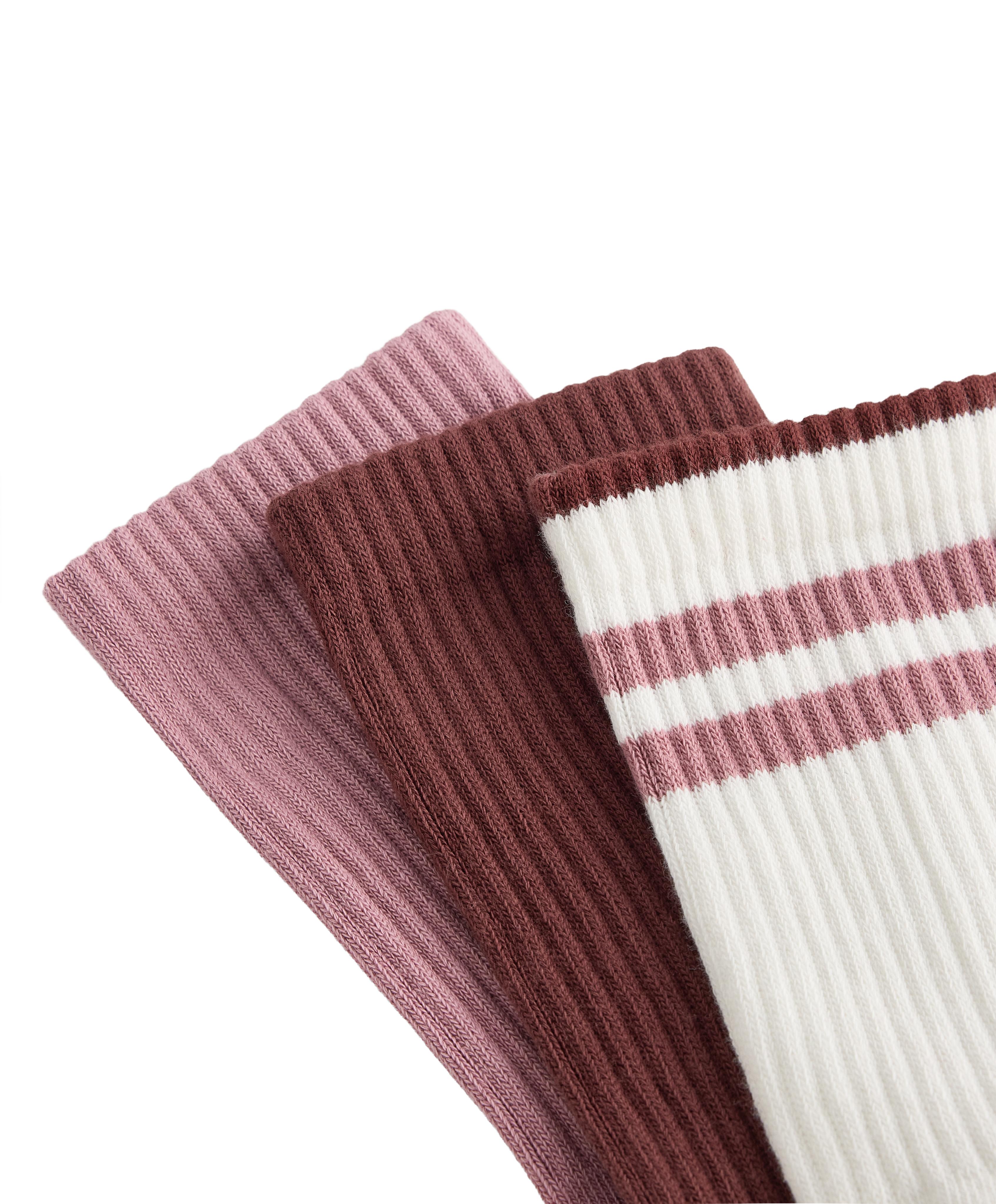 3 pairs of classic cotton blend sports socks — MAHOGANY