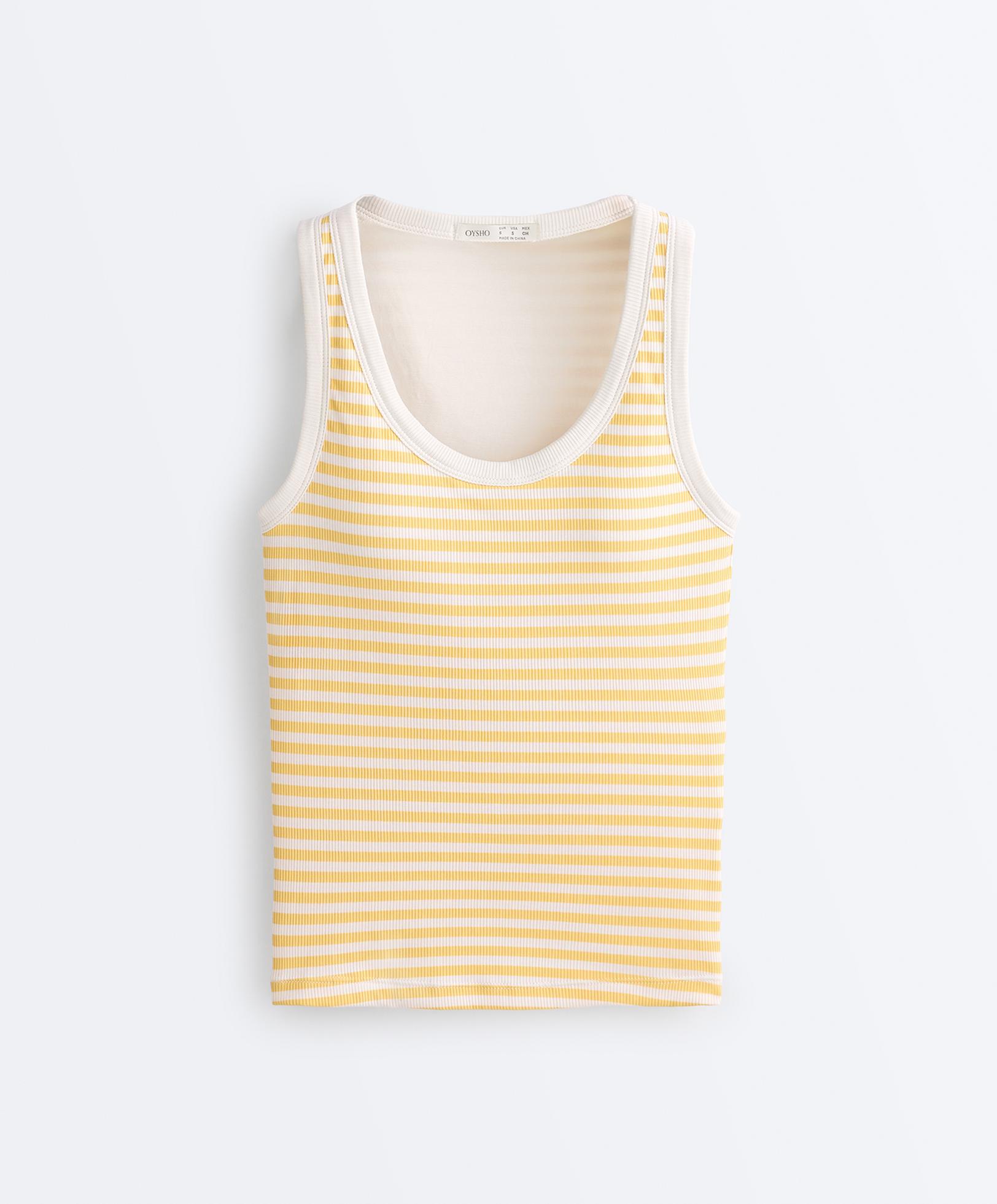 Long modal rib stripe tank top — MID-YELLOW
