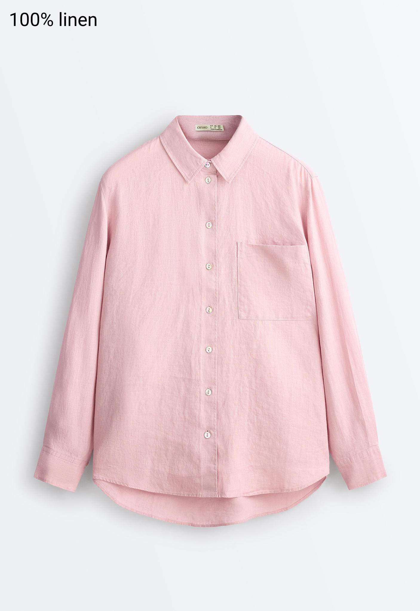 100% linen relaxed shirt — DUSTY PINK