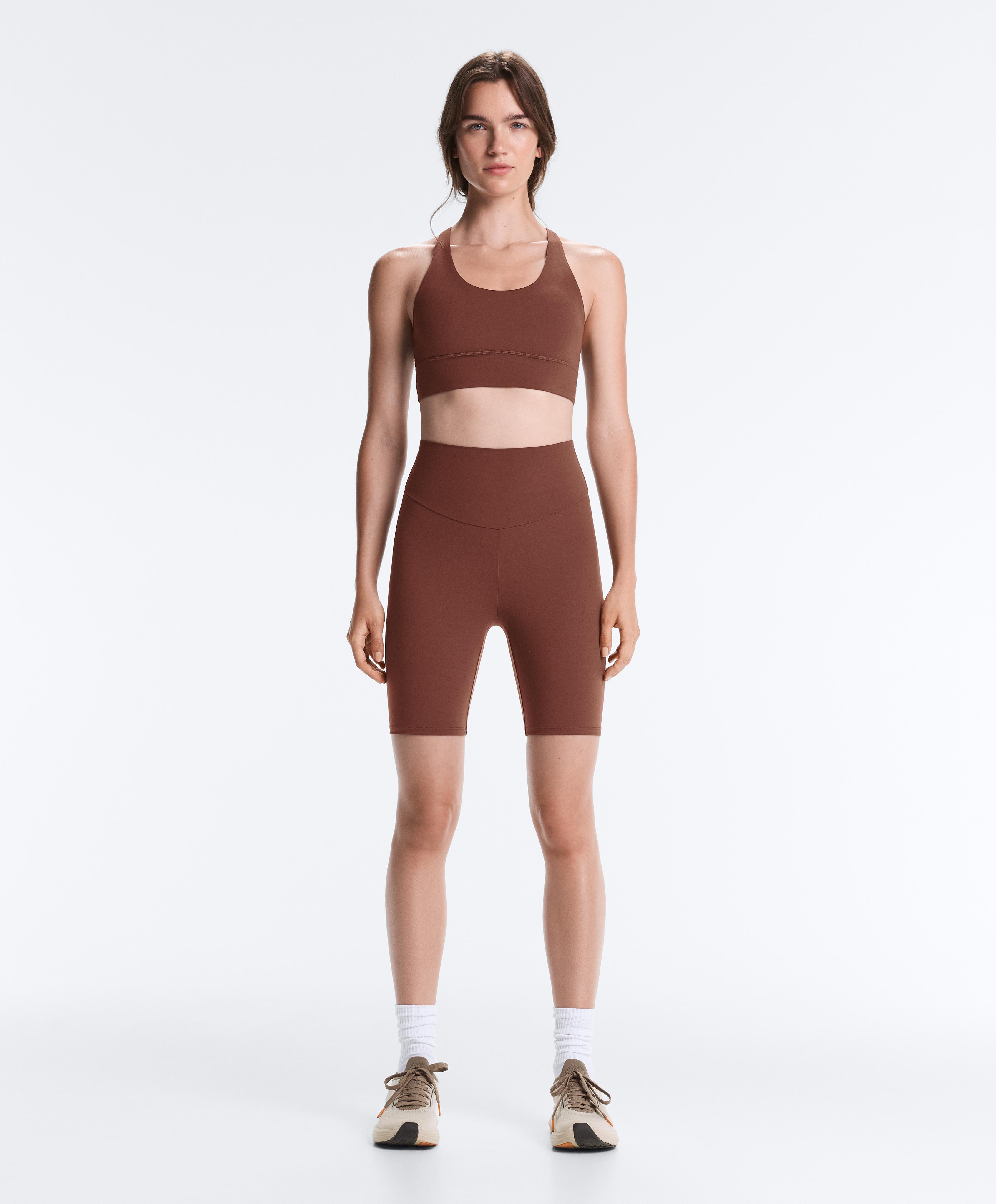 Comfortlux high-rise 20cm biker leggings — TERRACOTTA