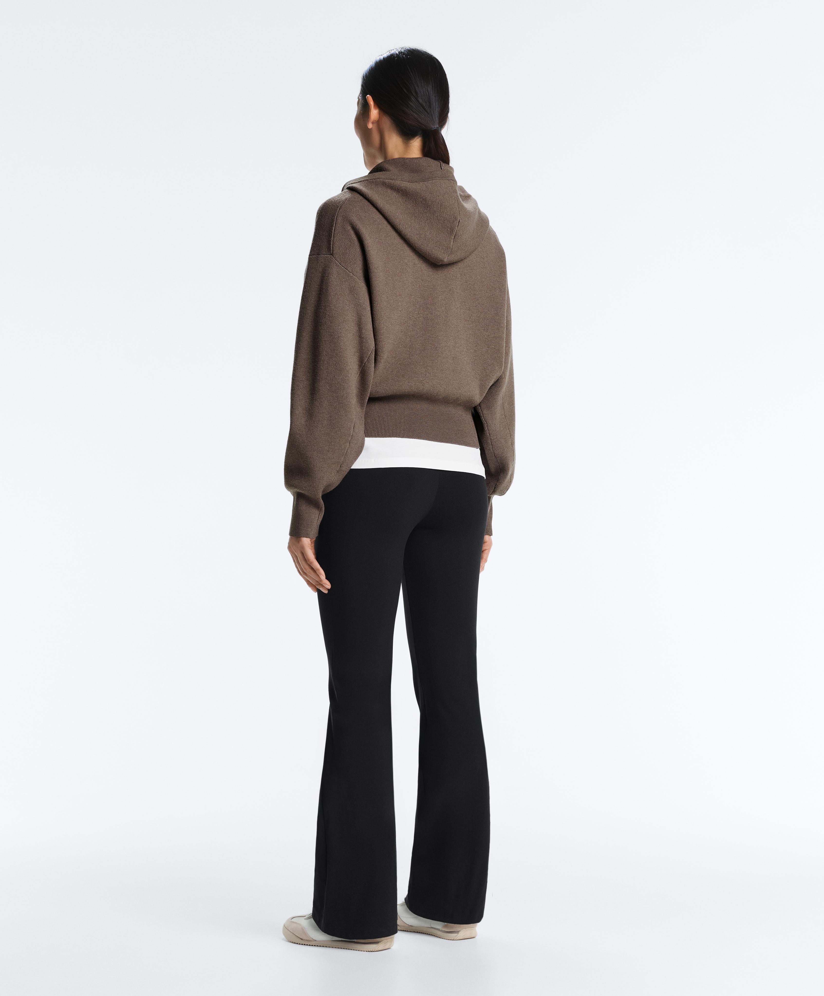 Knit hooded jacket with side details — WASHED TAUPE-MAUVE
