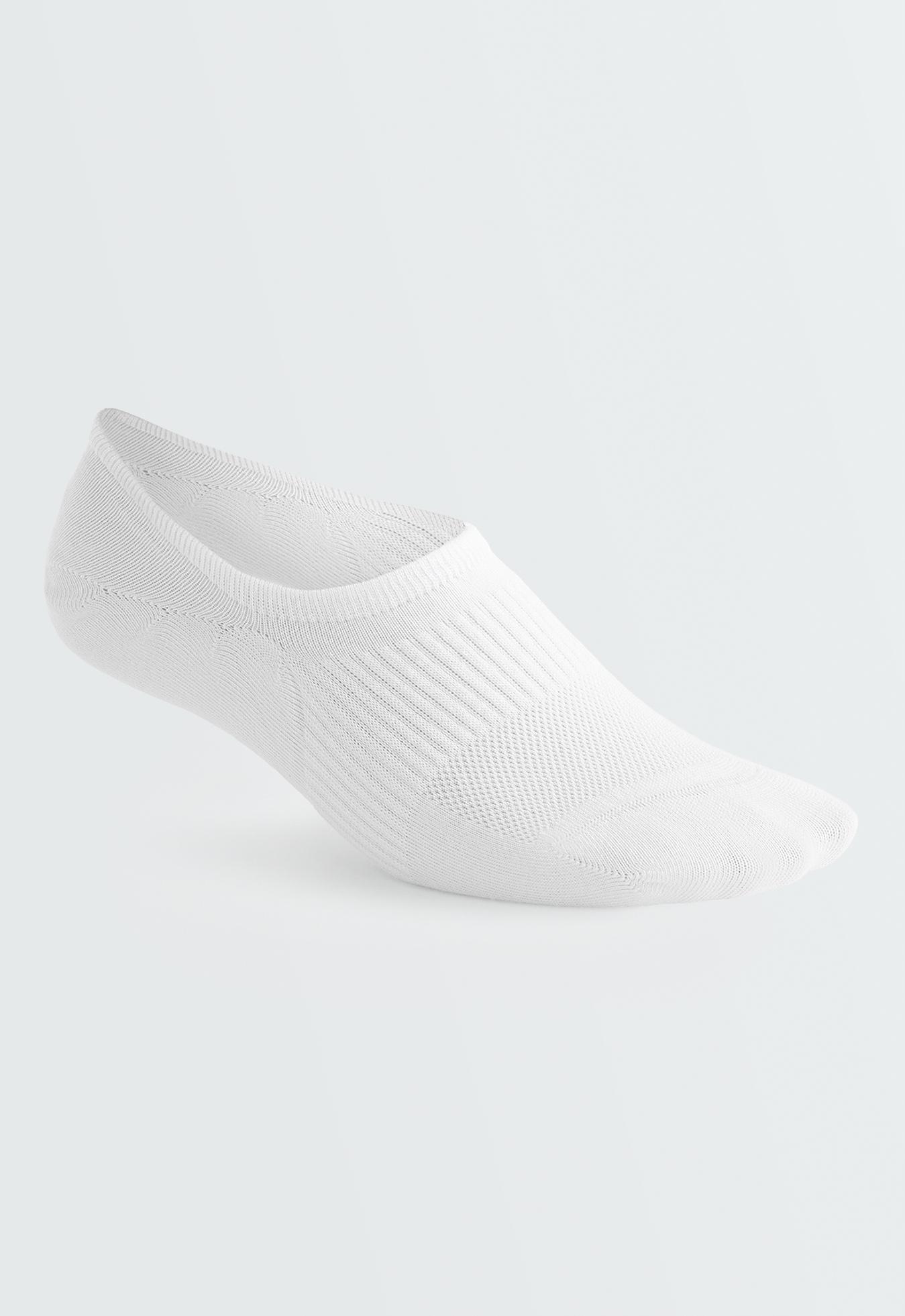 3 pairs of high-cut cotton blend invisible sports socks — WHITE