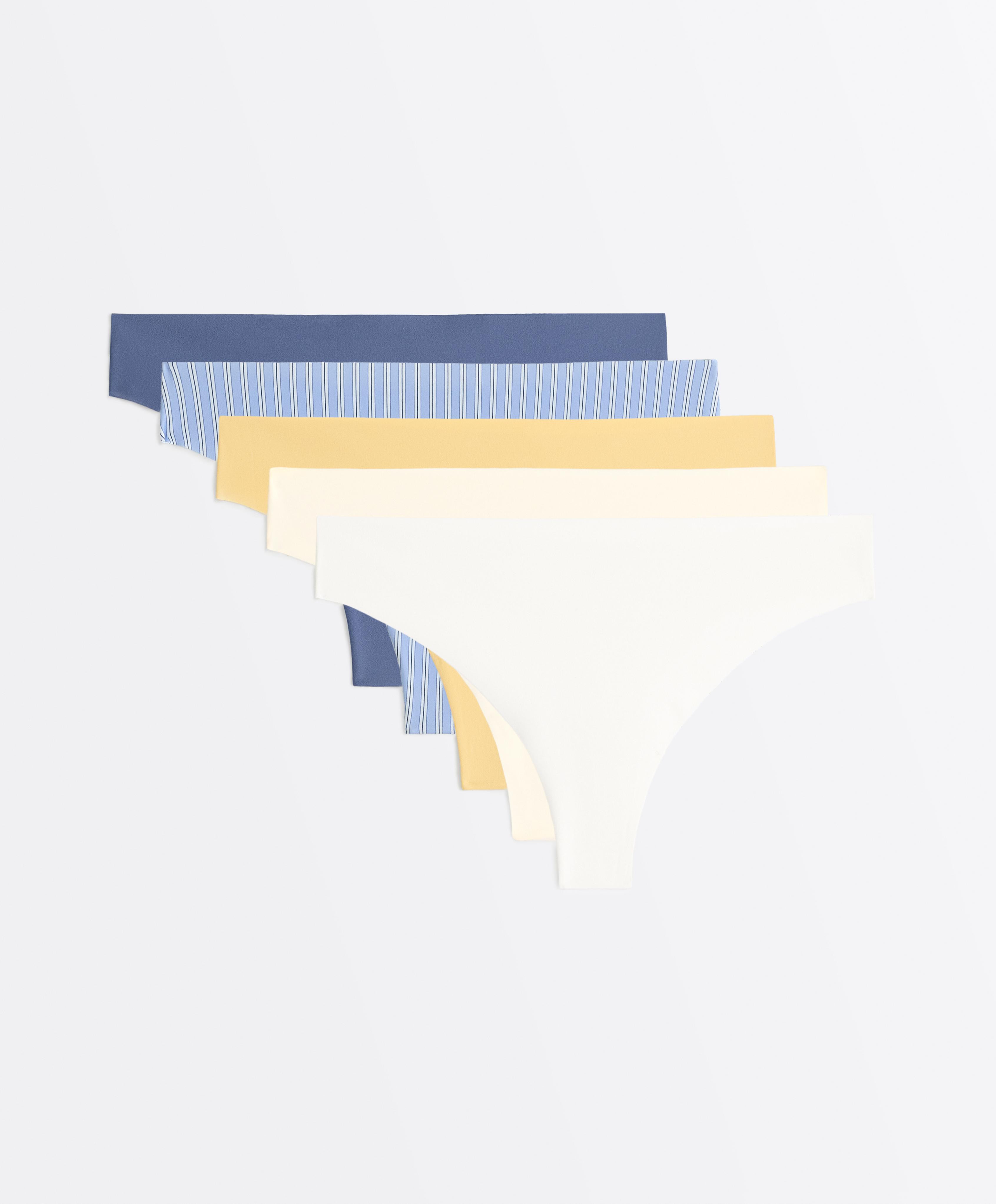 5 laser-cut invisible polyamide blend thongs — MID-YELLOW