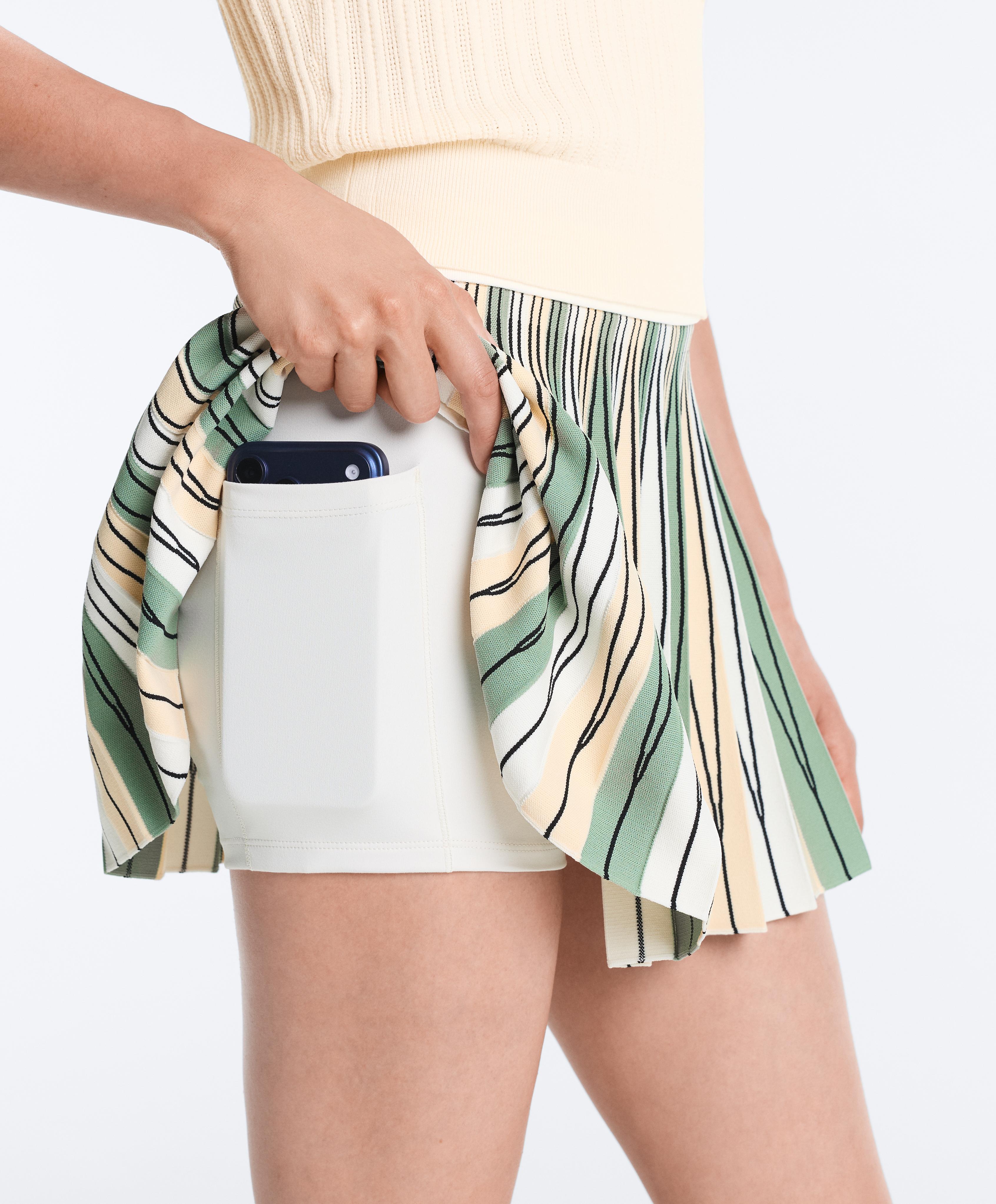 High rise seamless pleated skirt — PALE ECRU