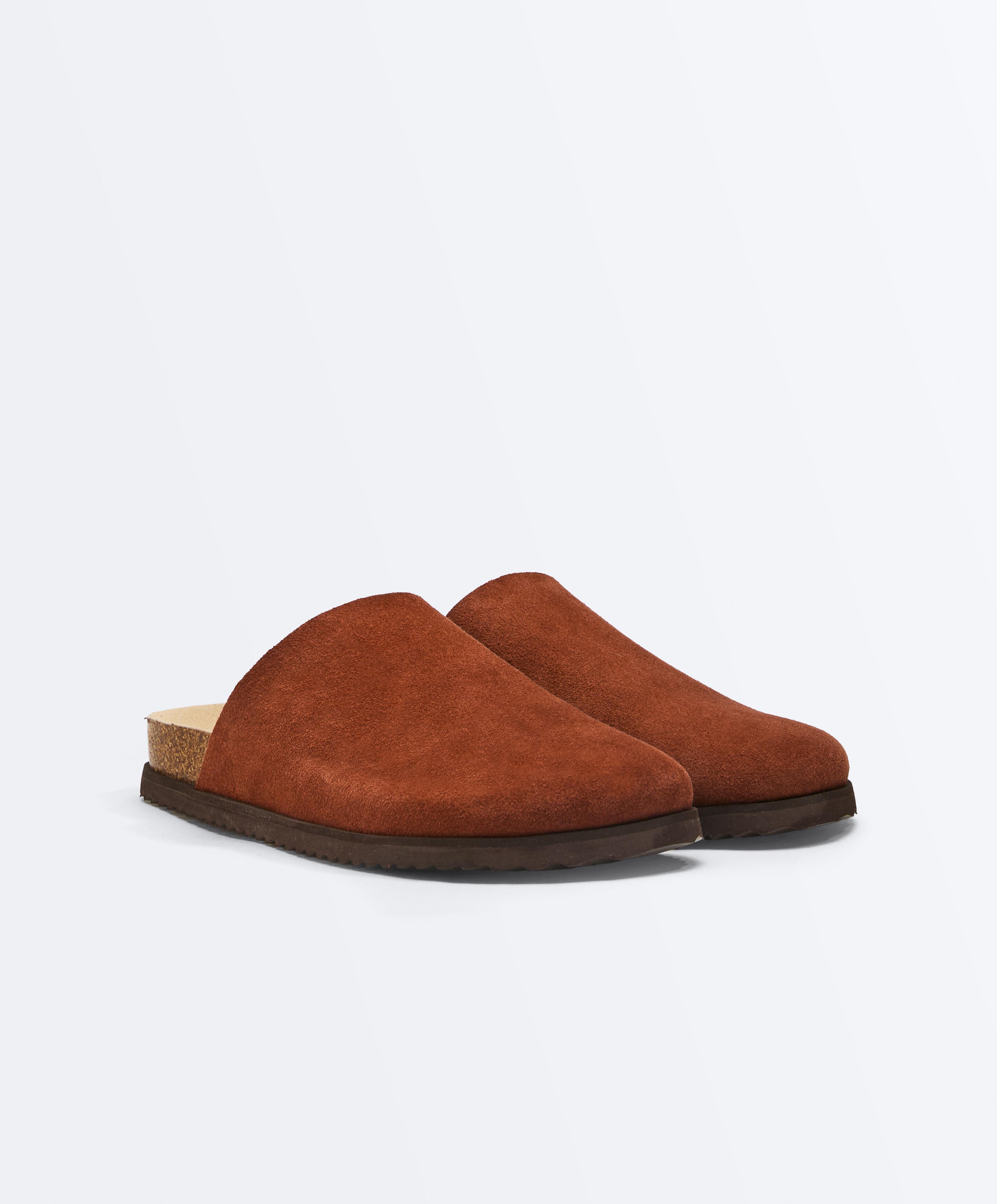 Split leather mules — BURNT ORANGE