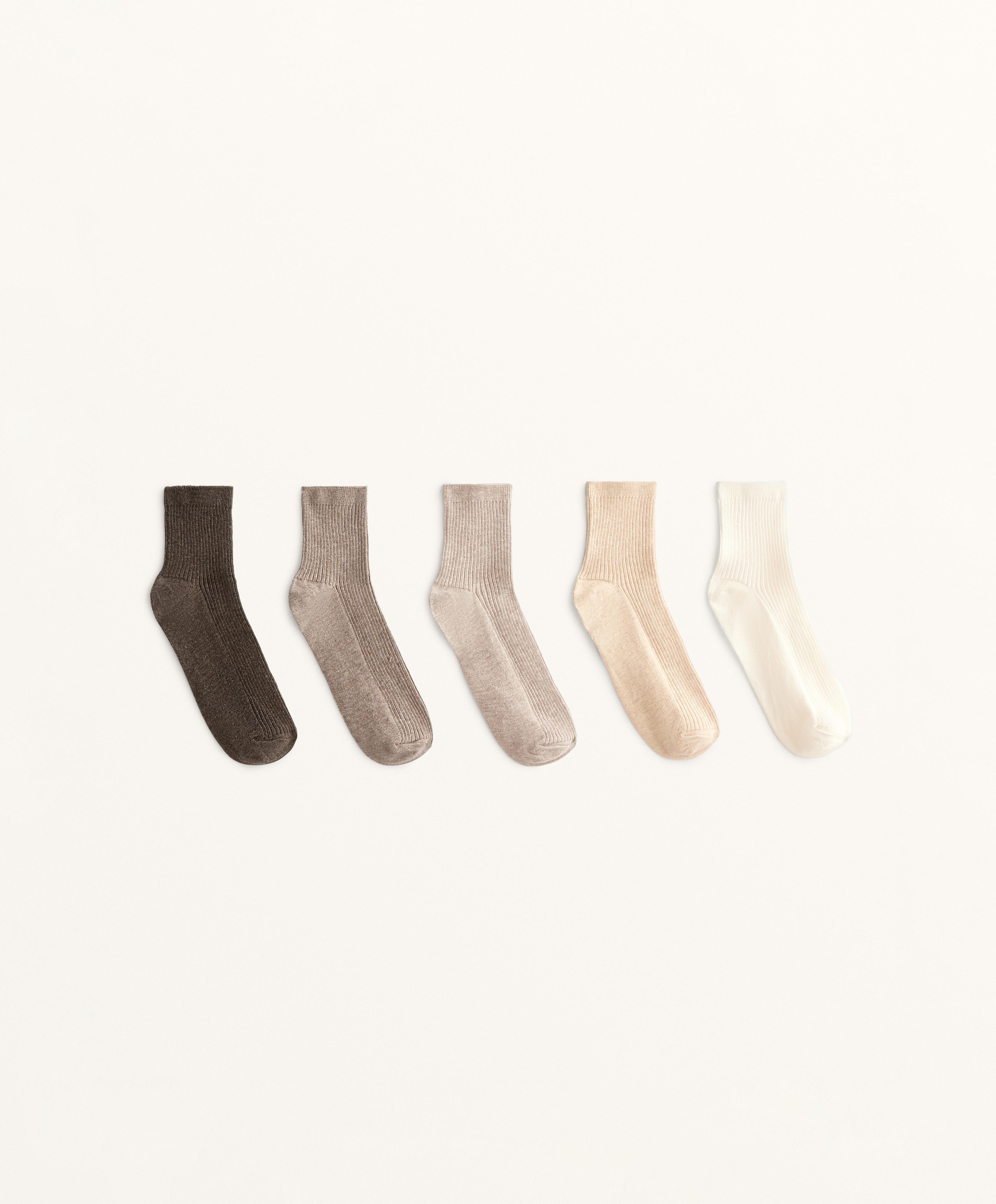 5 pairs of quarter cotton socks — SAND MELANGE