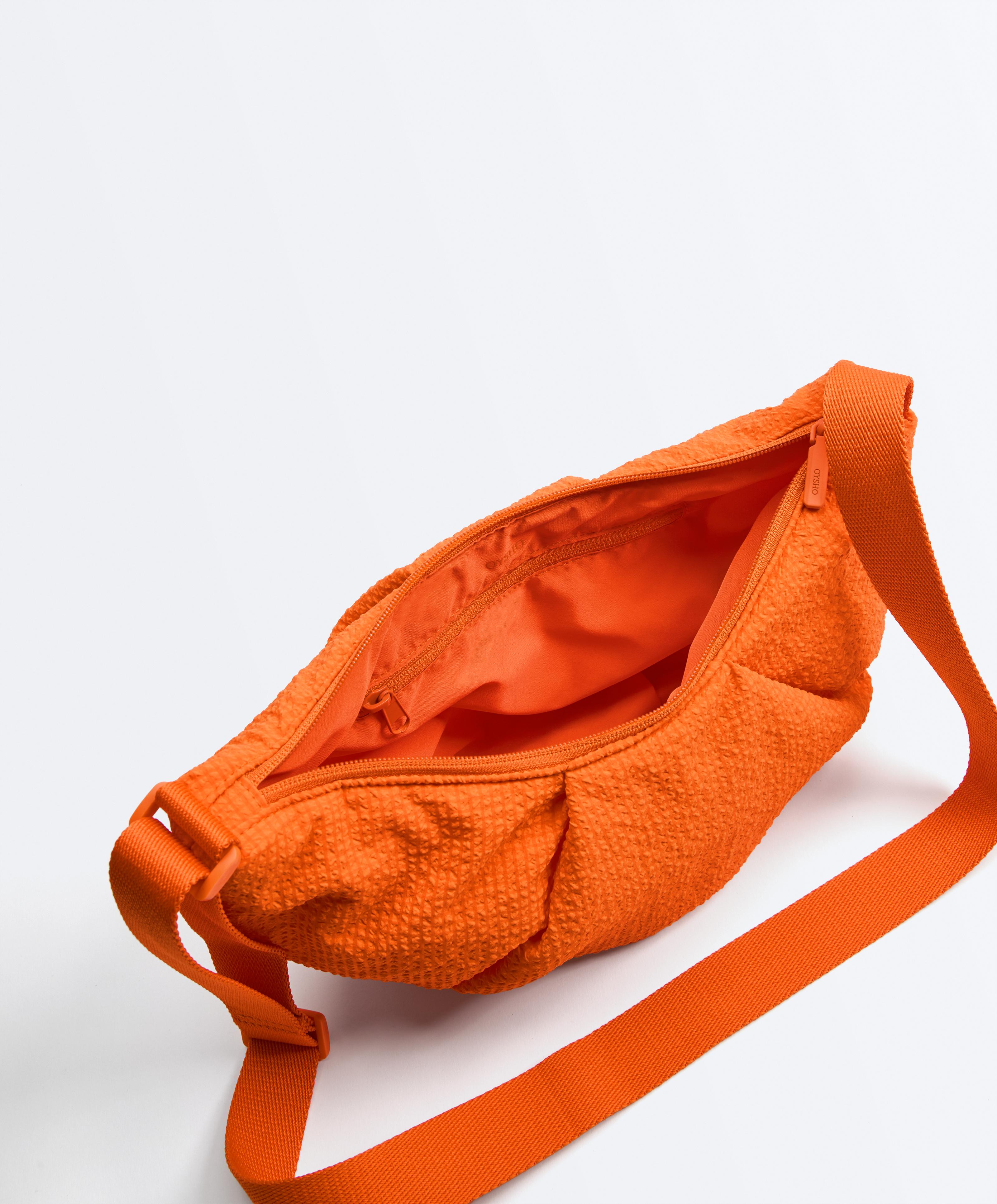 Quilted checked crossbody bag — ORANGE