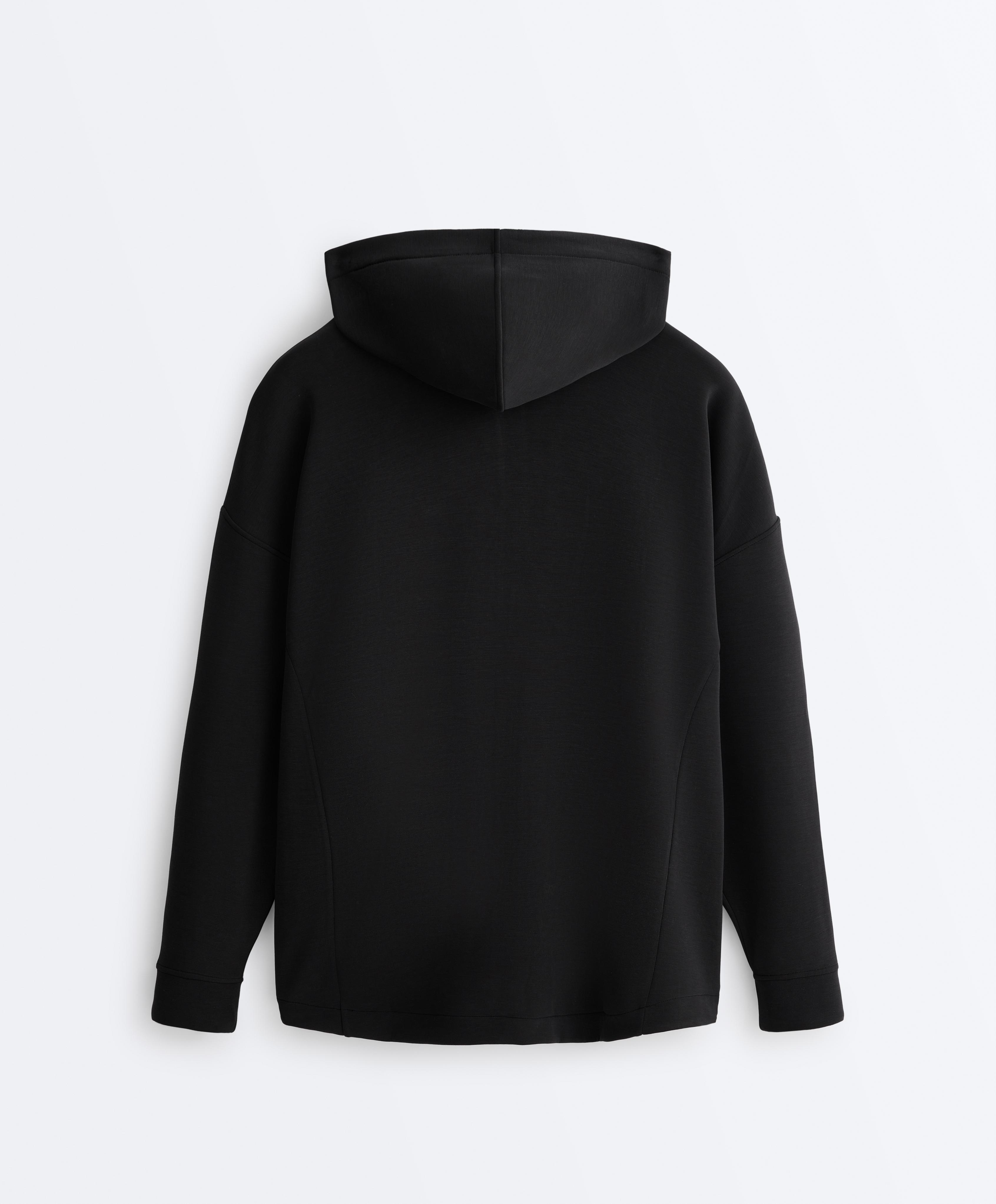 Long soft touch jacket with modal — BLACK