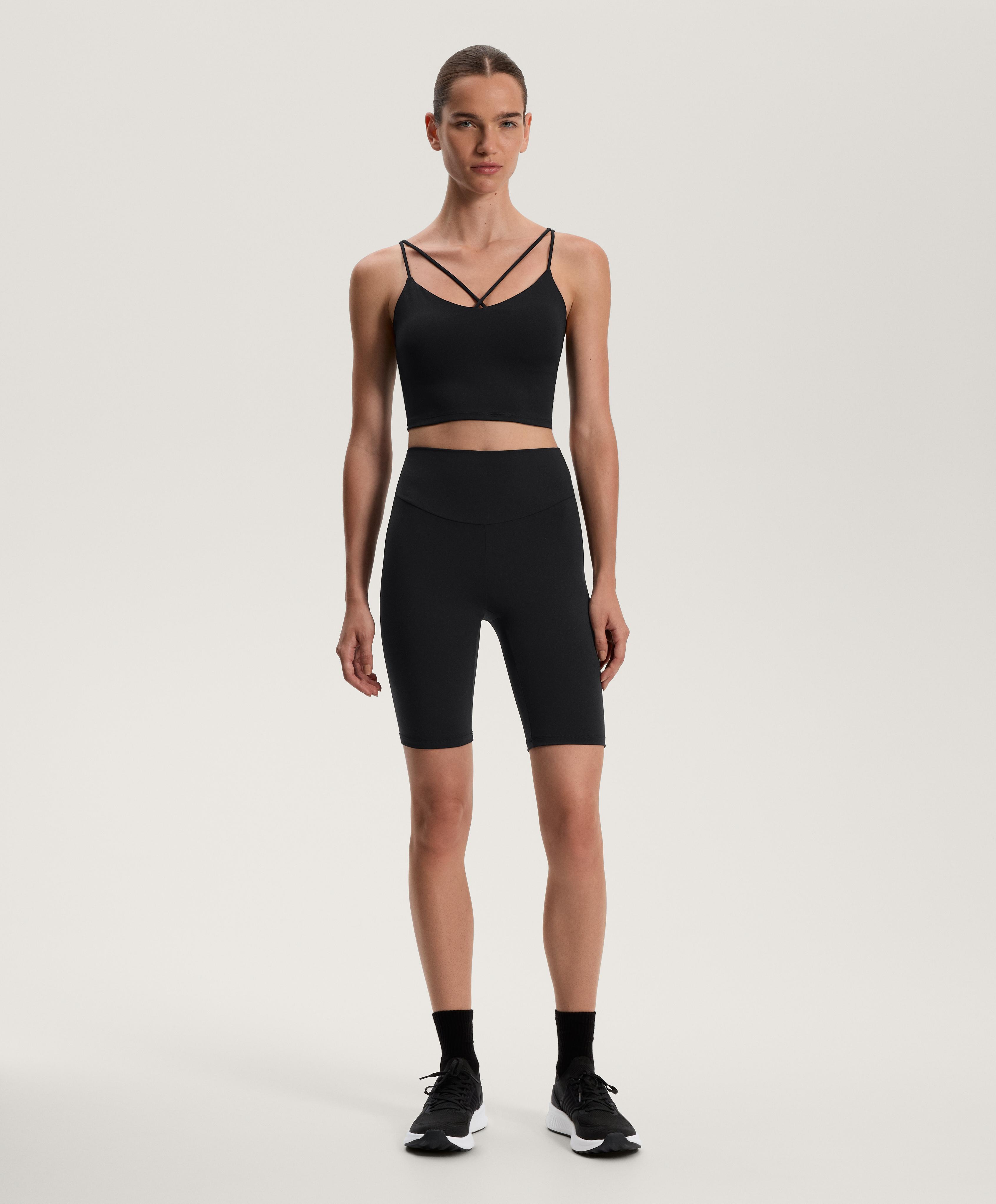 Comfortlux high-waisted 25cm biker leggings — BLACK