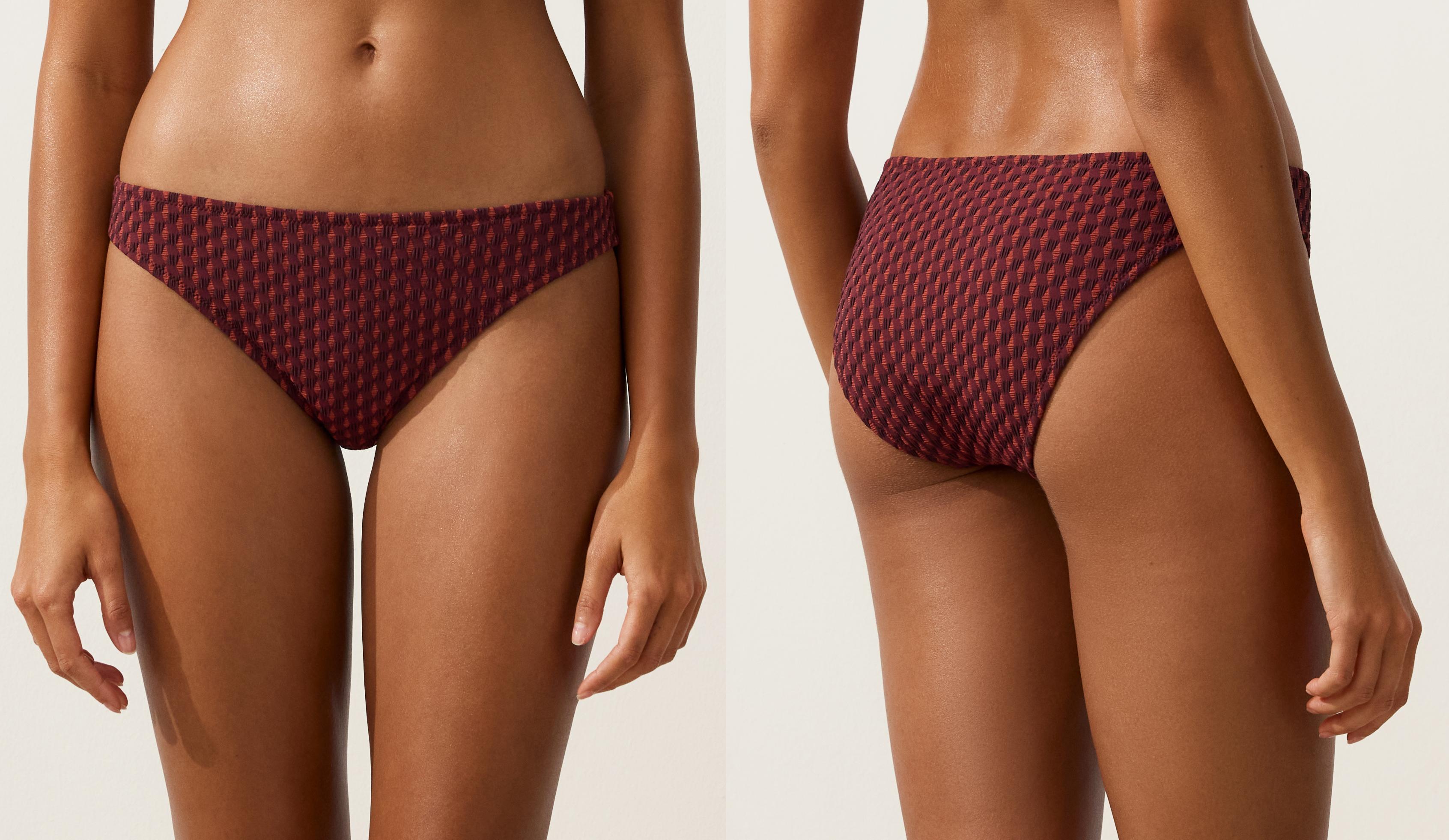 Geometric jacquard classic bikini briefs — CHERRY