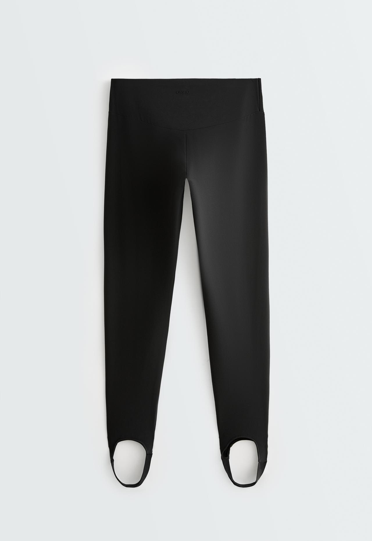 Comfortlux high rise 65cm ankle-length stirrup leggings — BLACK