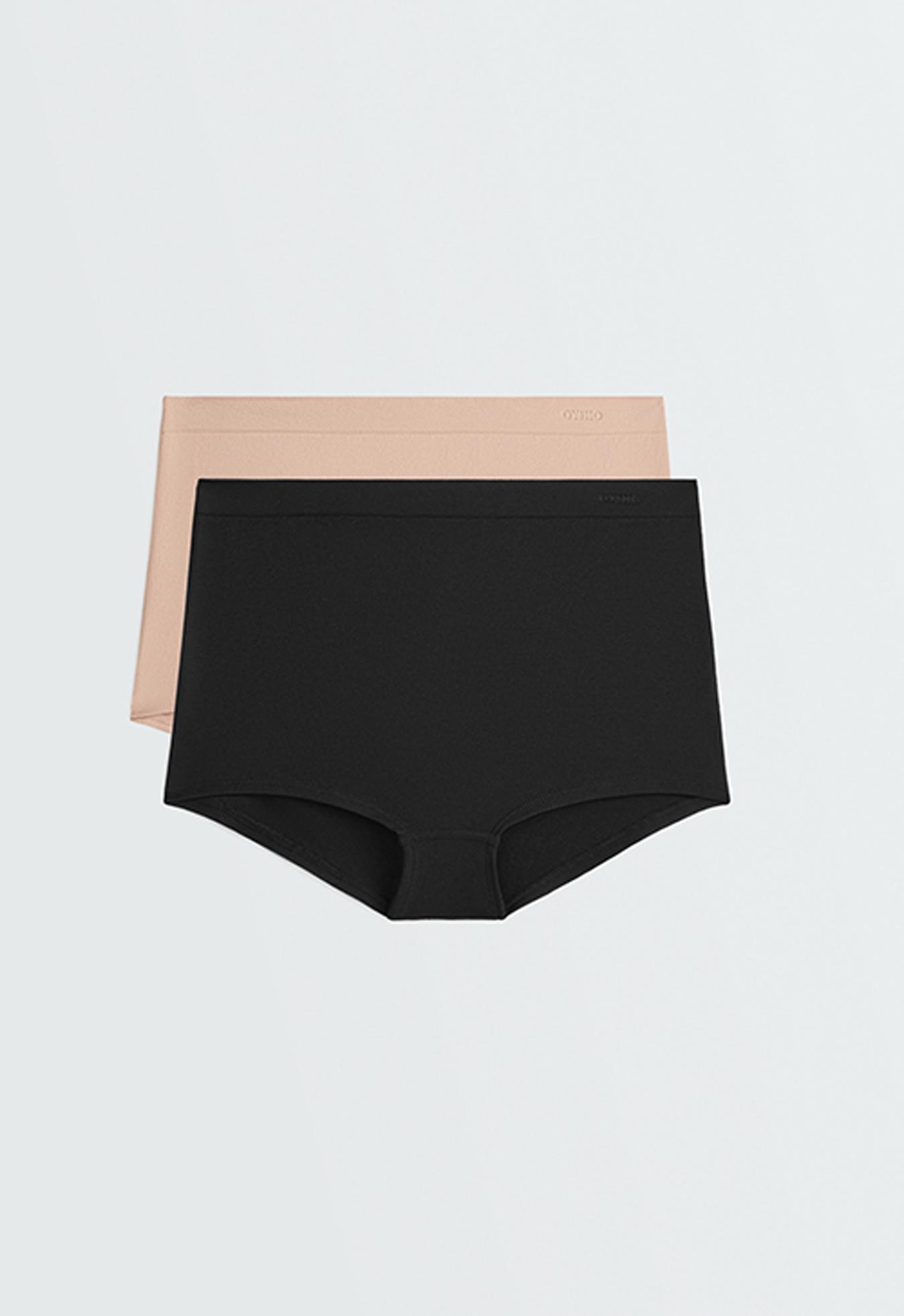 2 seamless soft-touch shortie briefs — BLACK