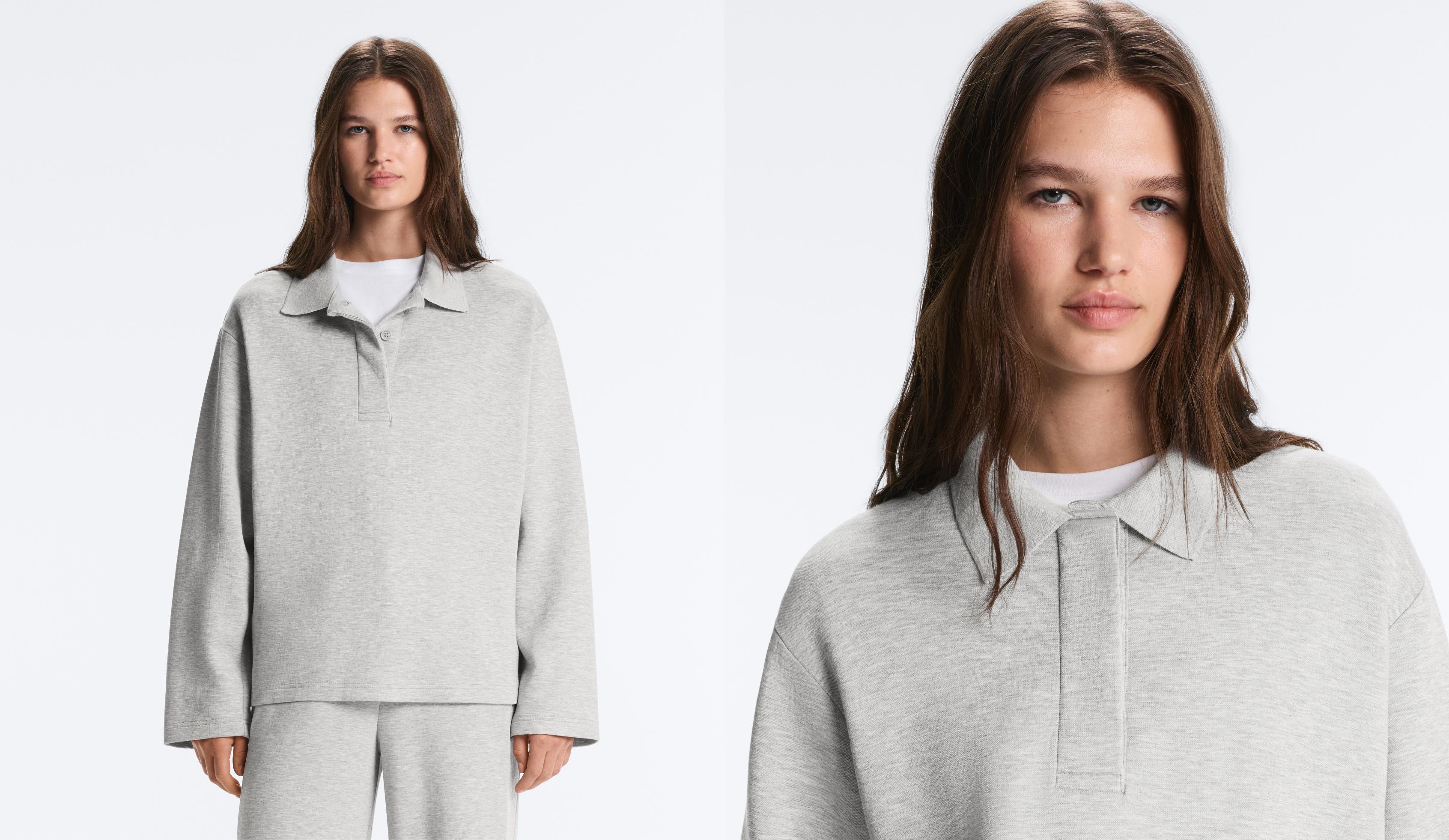 Mélange piqué polo shirt — GREY MELANGE