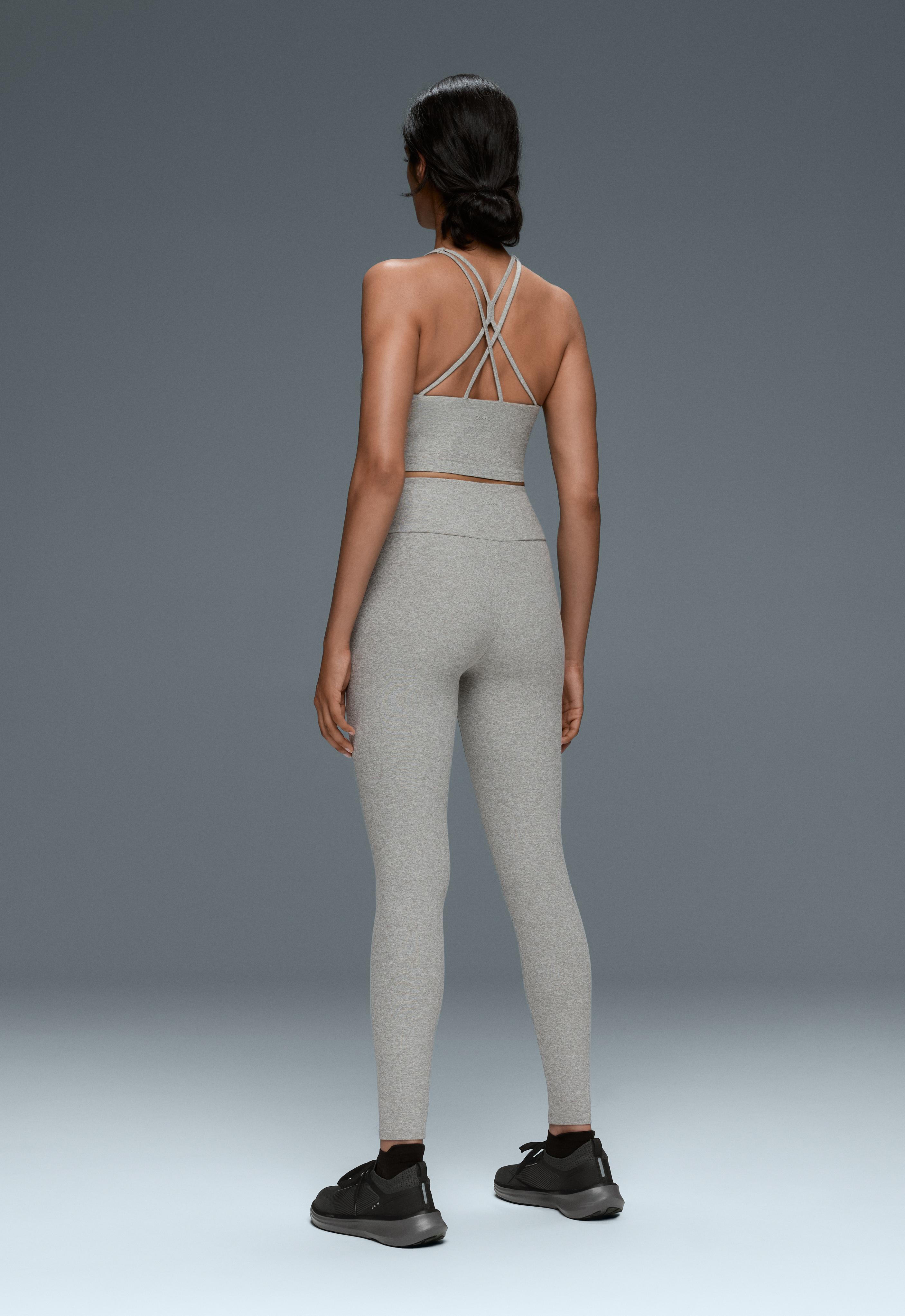 Comfortlux heathered strap tank top with cups — PALE GREY