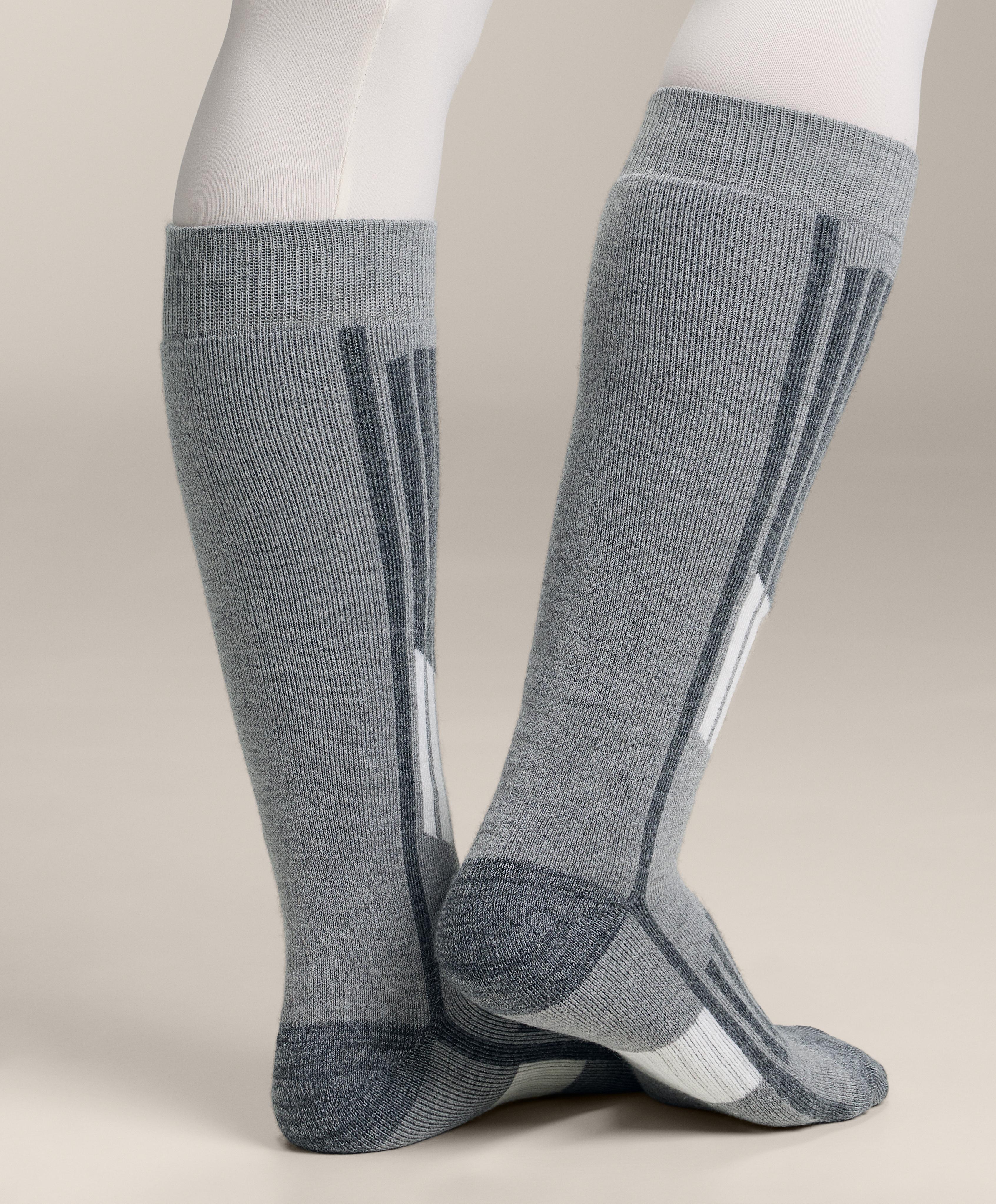 Primaloft® yarn WOOLMARK® wool blend long ski socks — GREY MELANGE