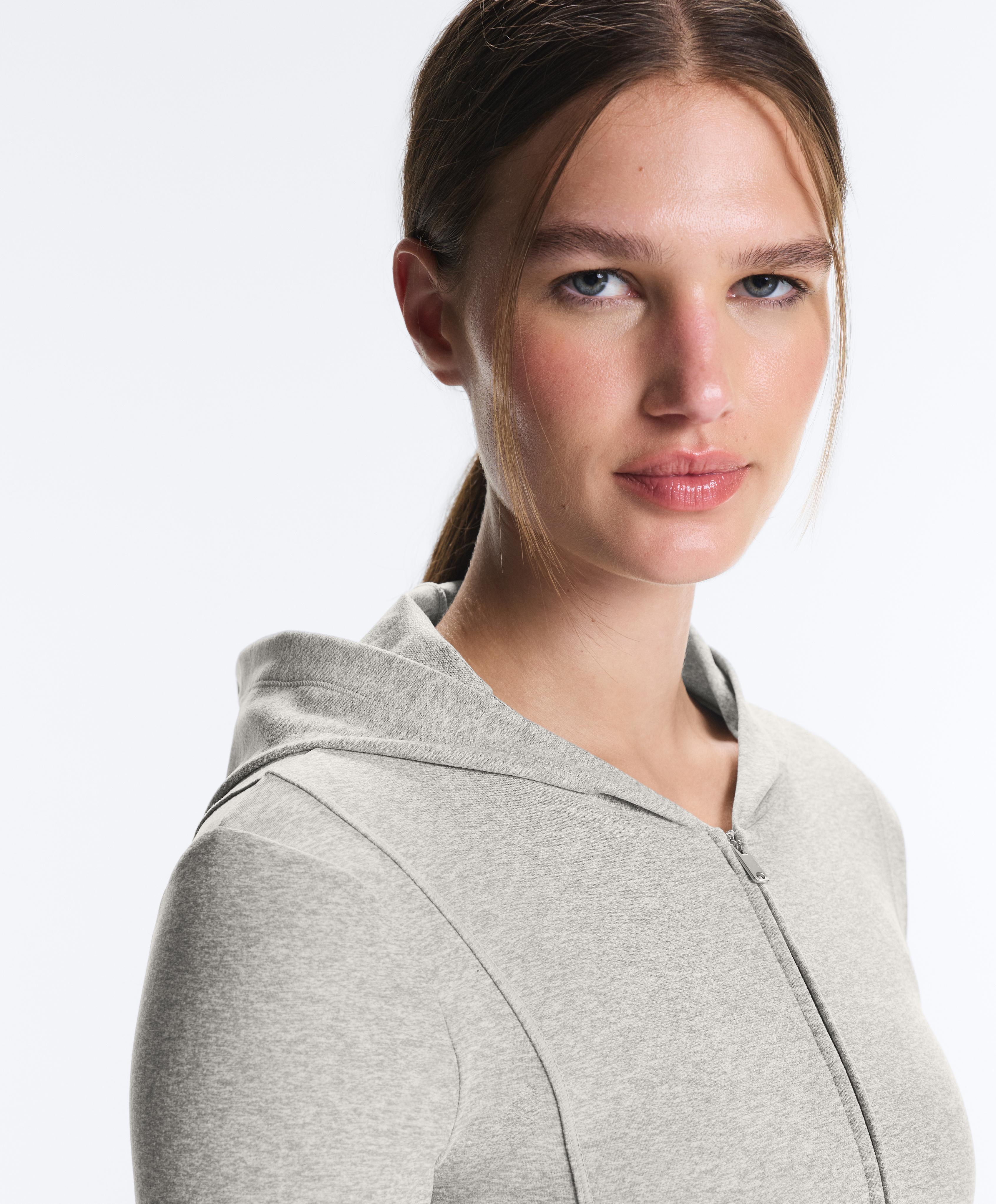 Technical marl hooded jacket — GREY MELANGE