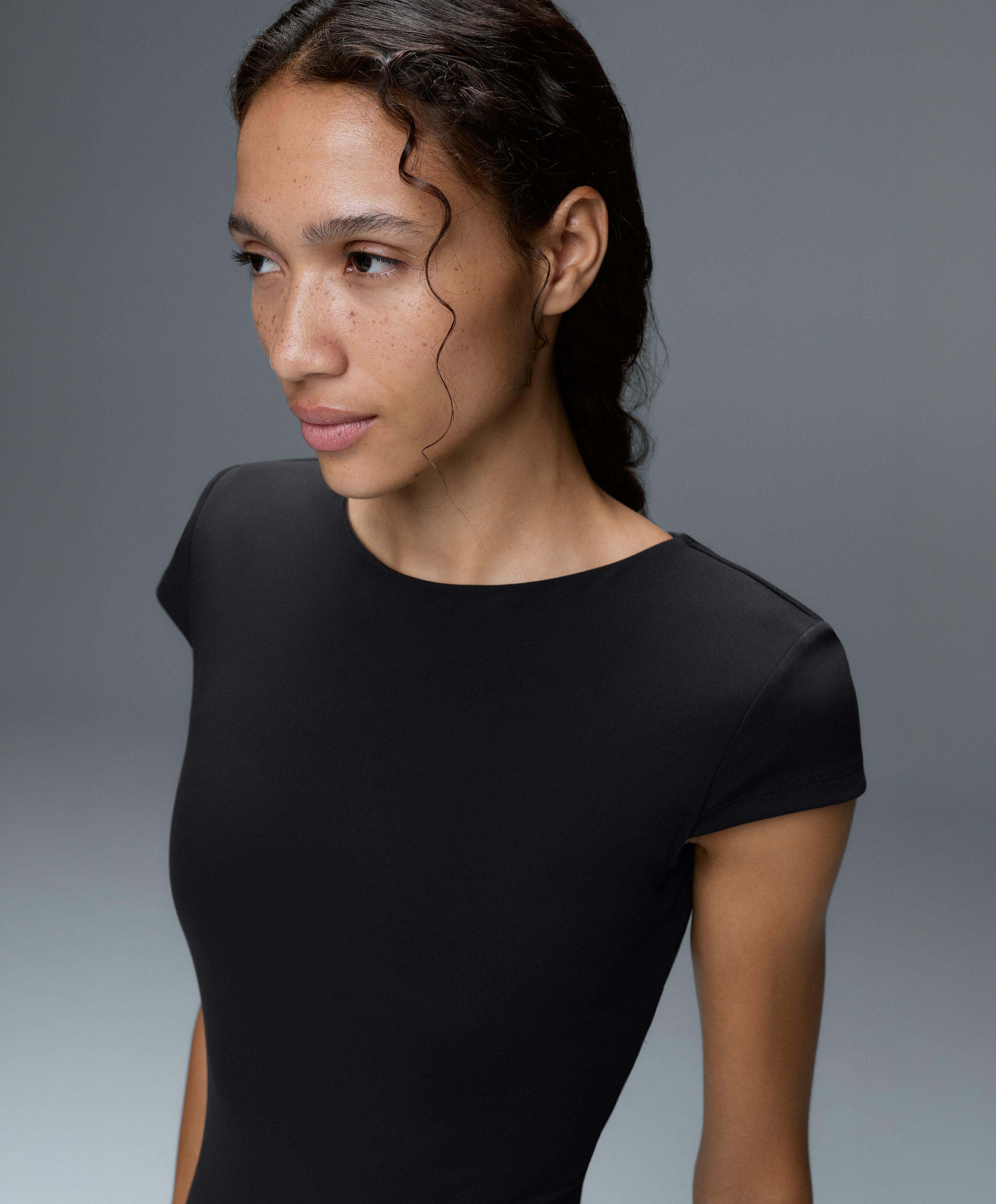Comfortlux open-back short jumpsuit — BLACK