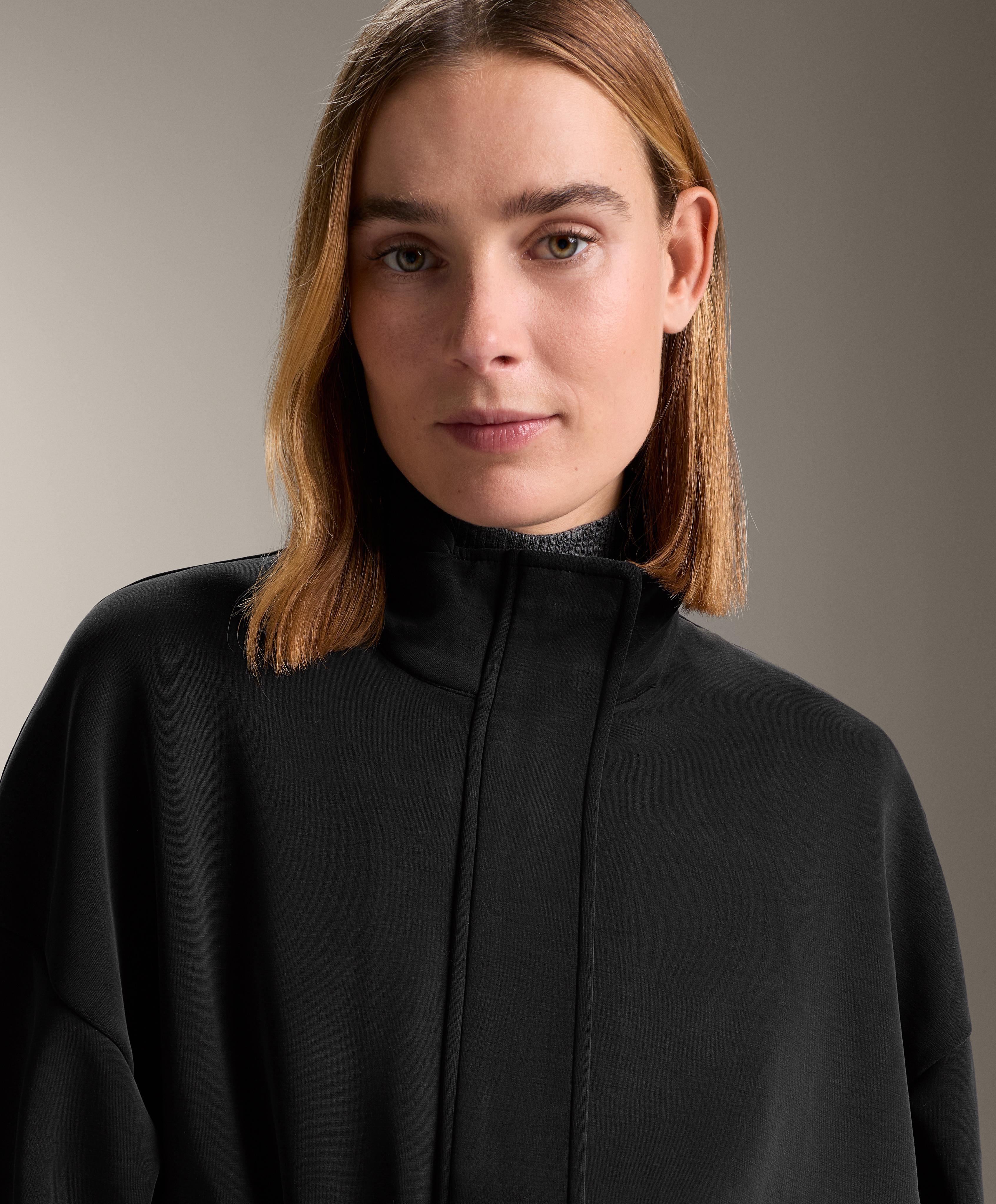 Belted jacket with brushed modal — BLACK
