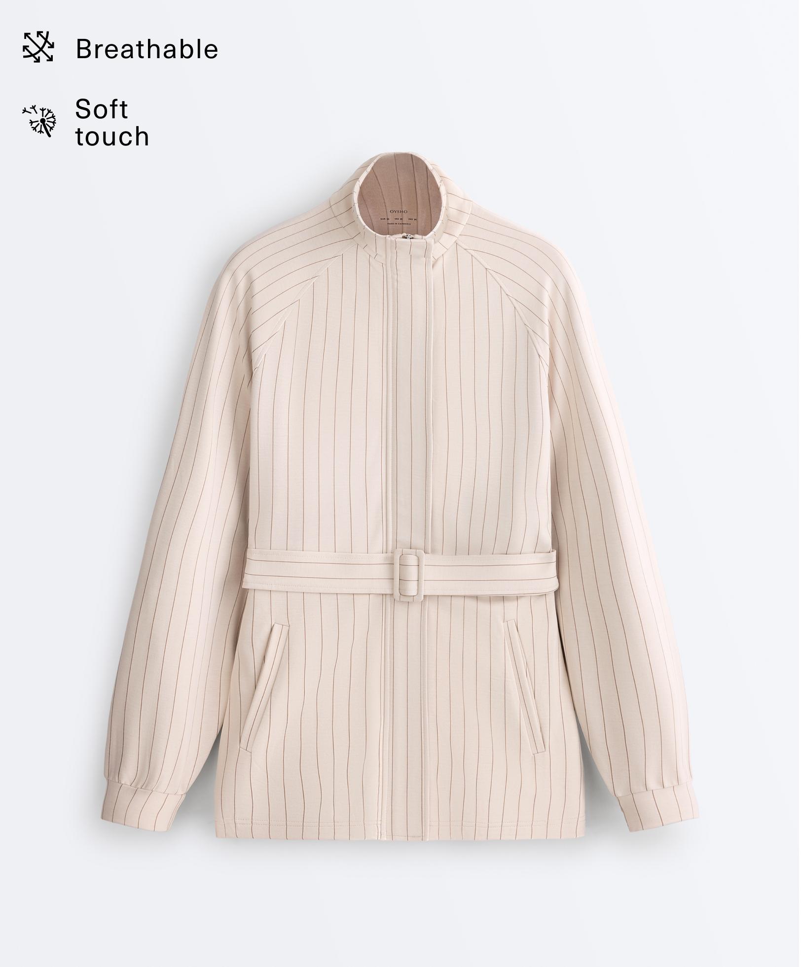 Long striped jacket with belt Long striped jacket with belt