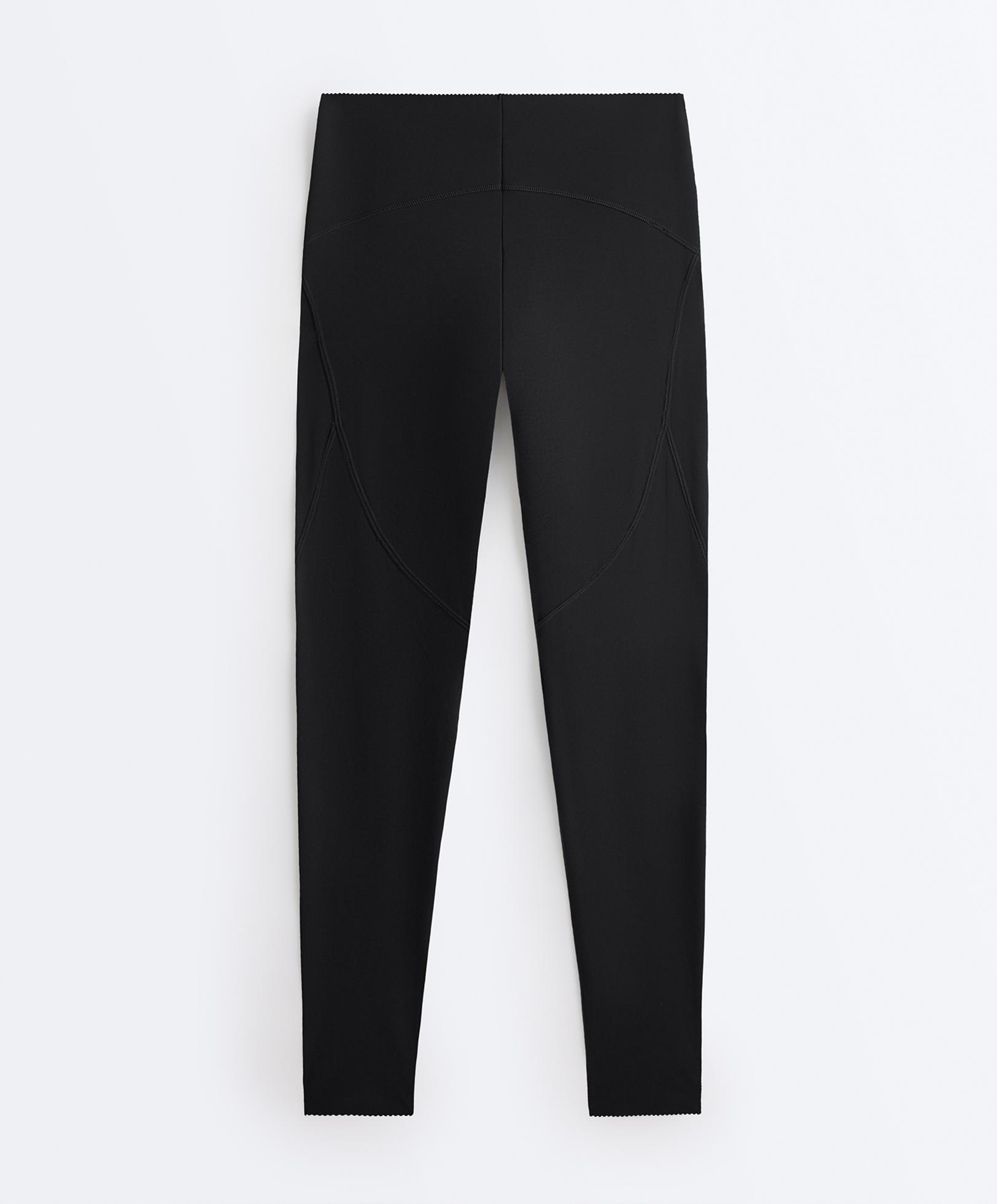 Basic compressive high-waisted ankle-length leggings — BLACK