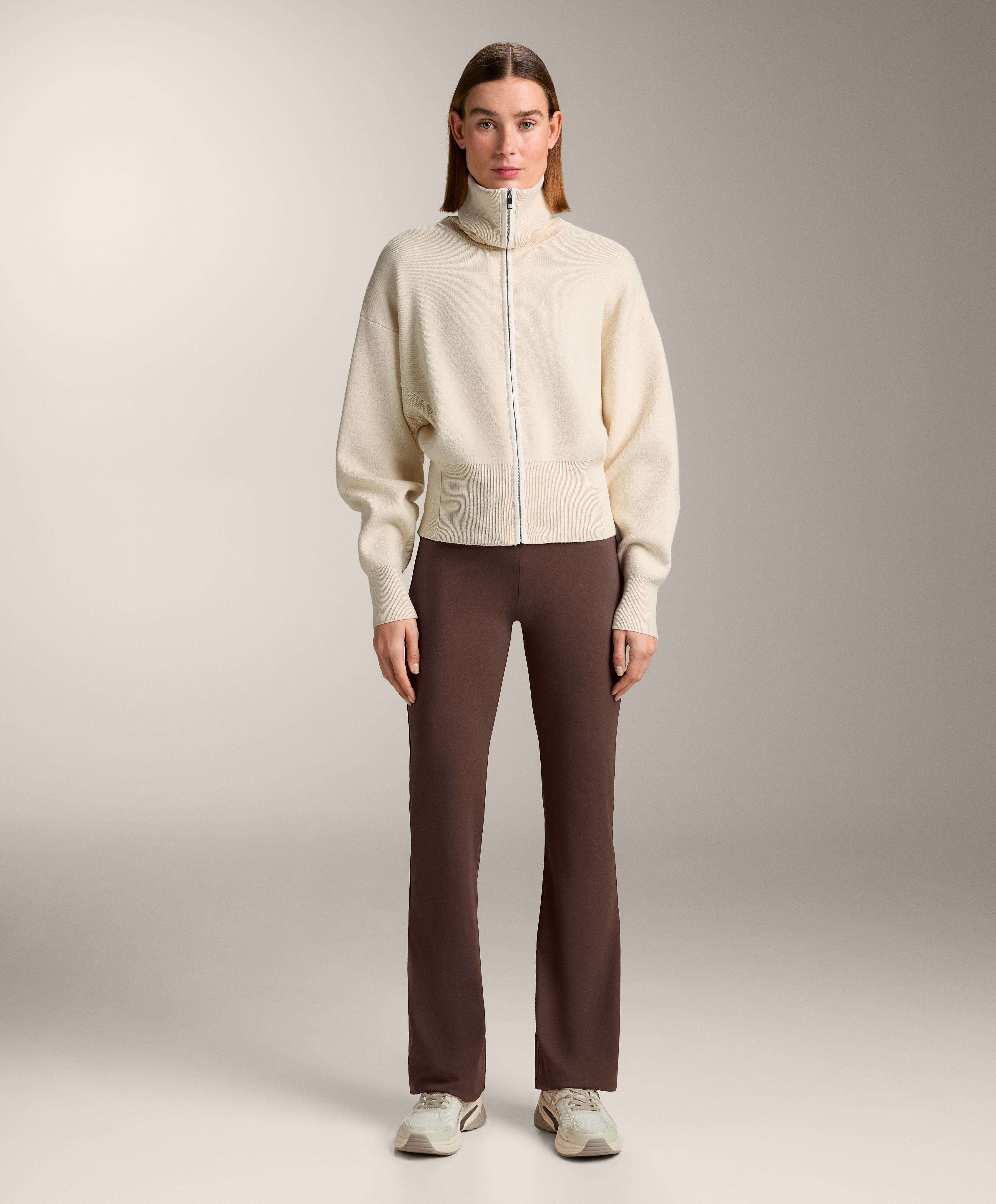 Contrast zip knit jacket — VANILLA