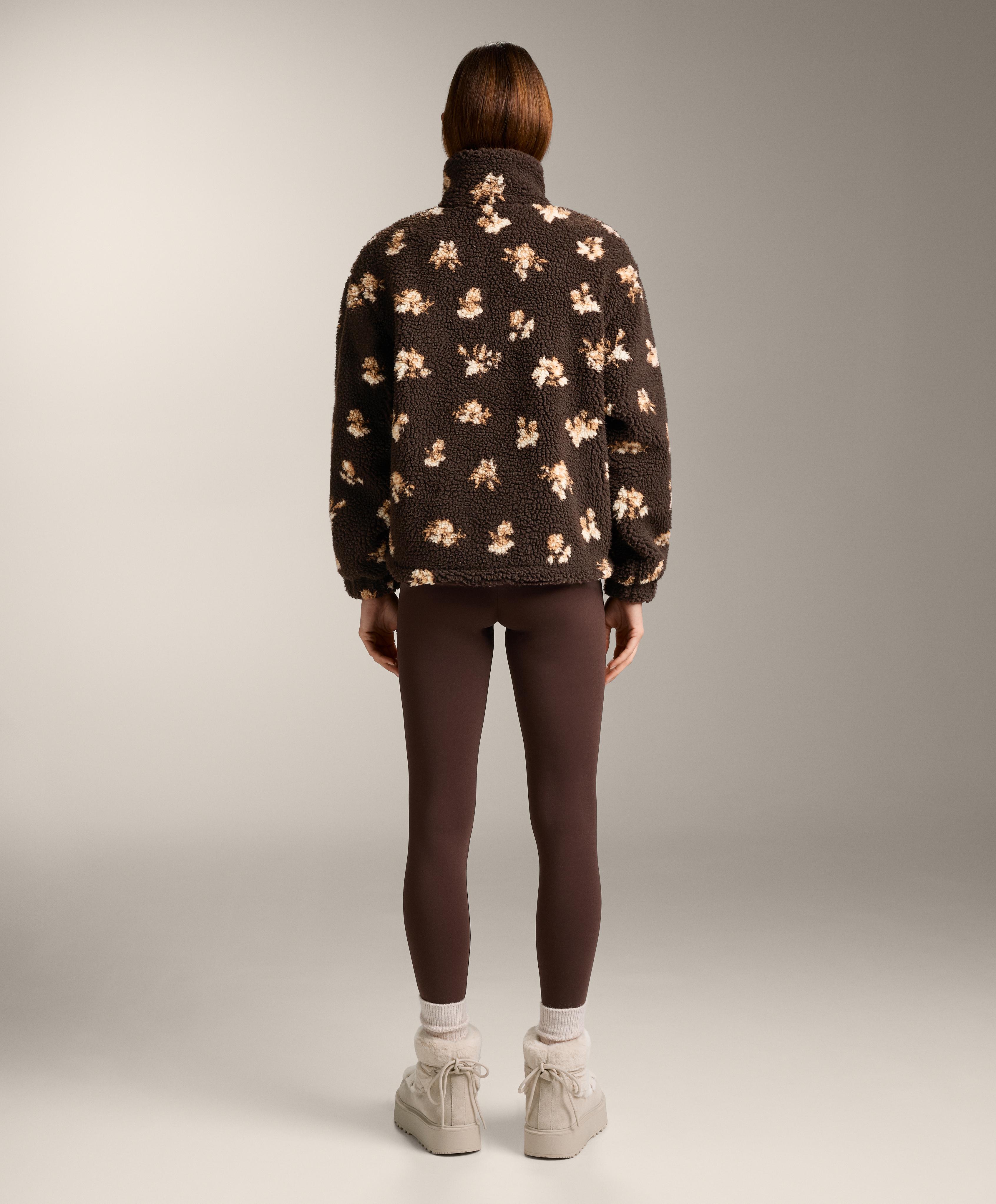 Faux-shearling floral print jacket — CLAY