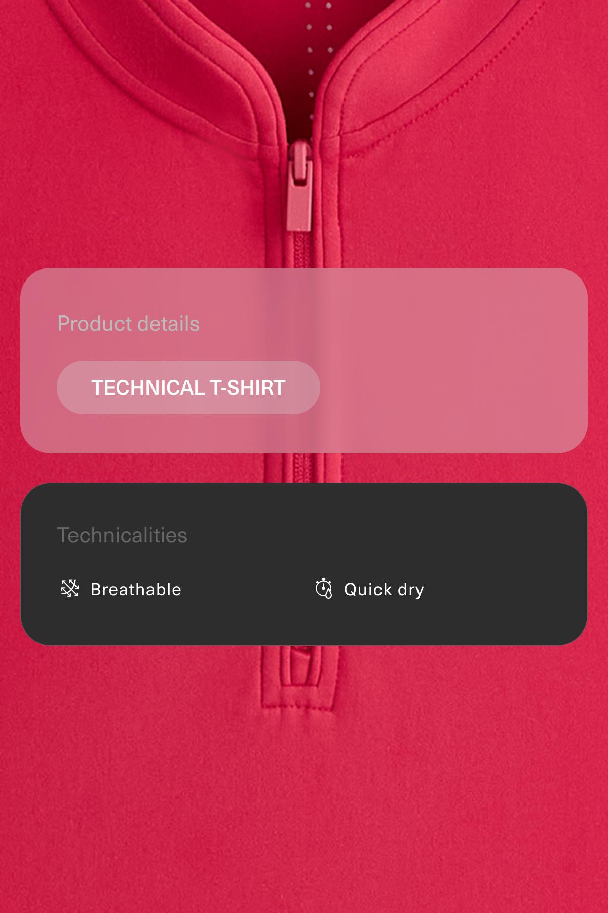 Technical sleeveless T-shirt with half zip — RED