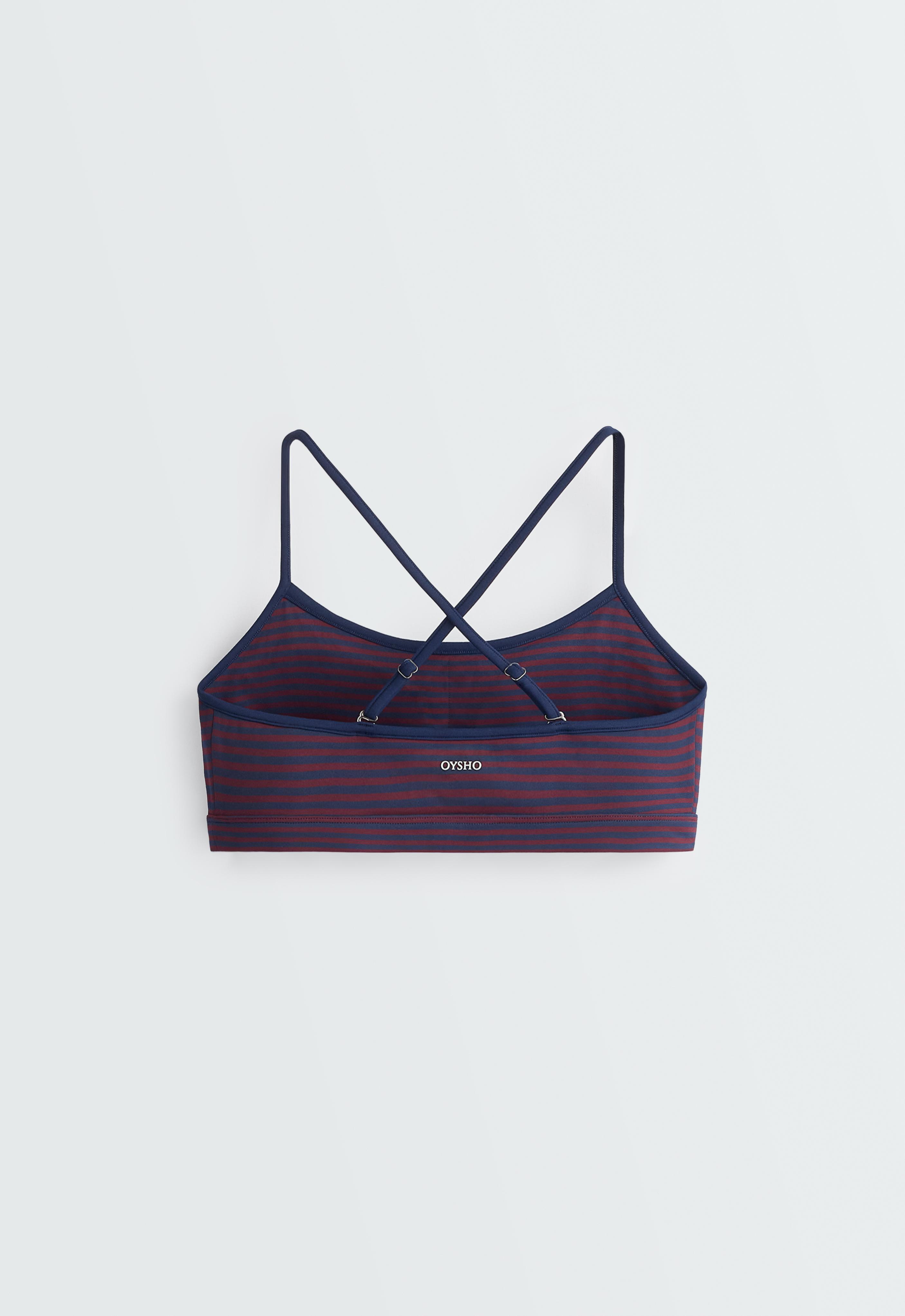 Low-support striped Comfortlux sports bra — STRAWBERRY