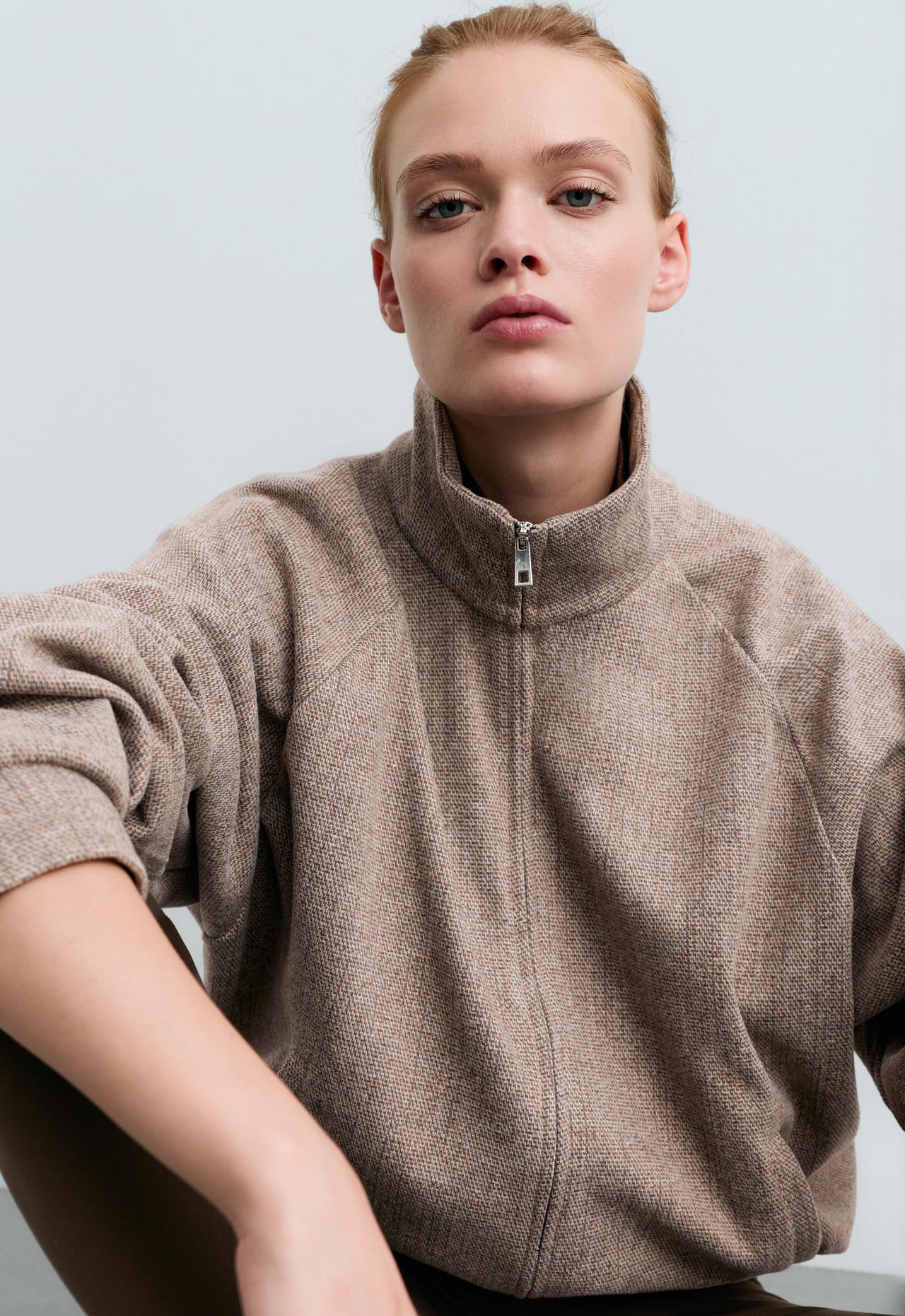 Short flecked jacket — BROWN-GREY MELANGE