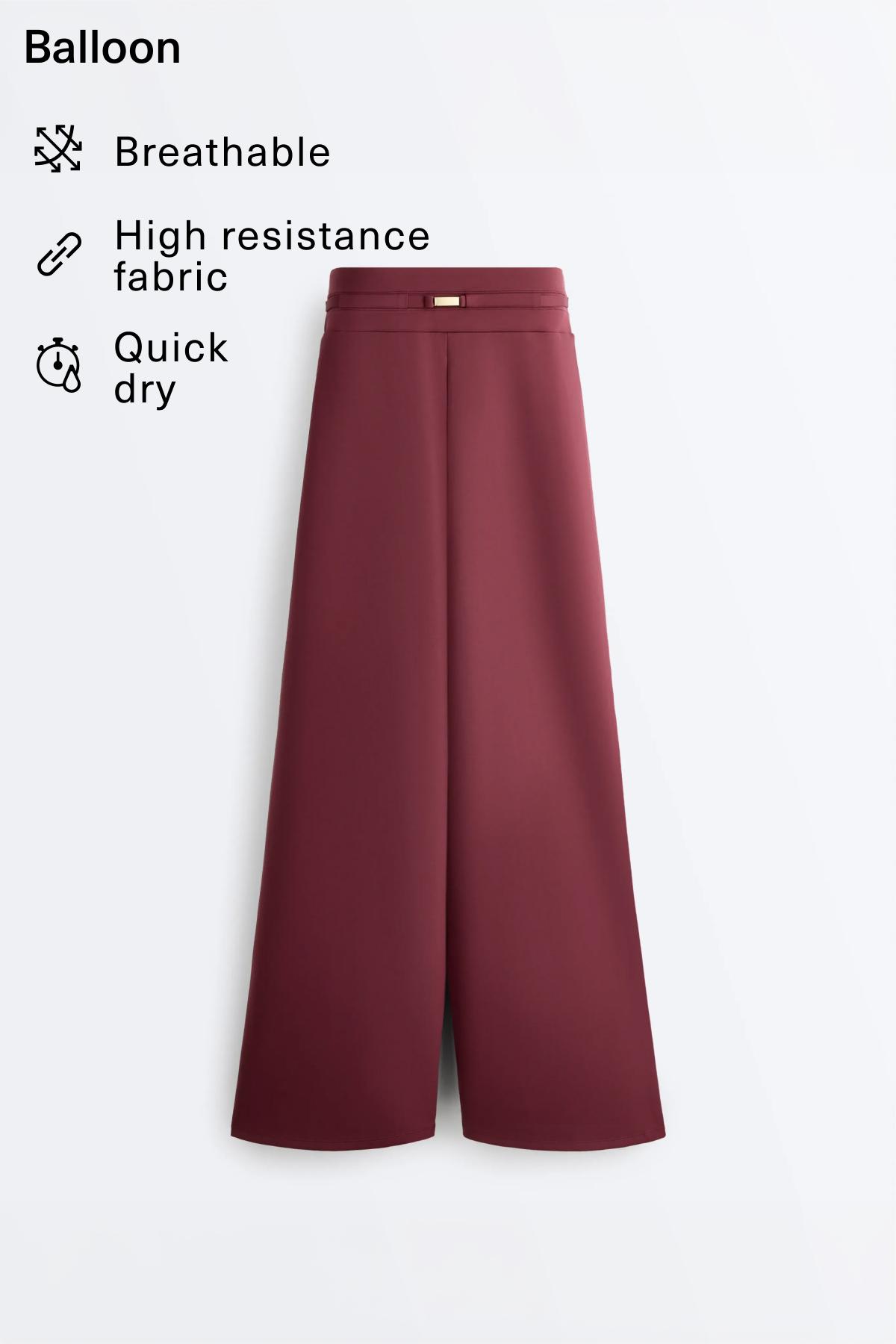 Neoprene-effect wide-leg trousers — CHERRY