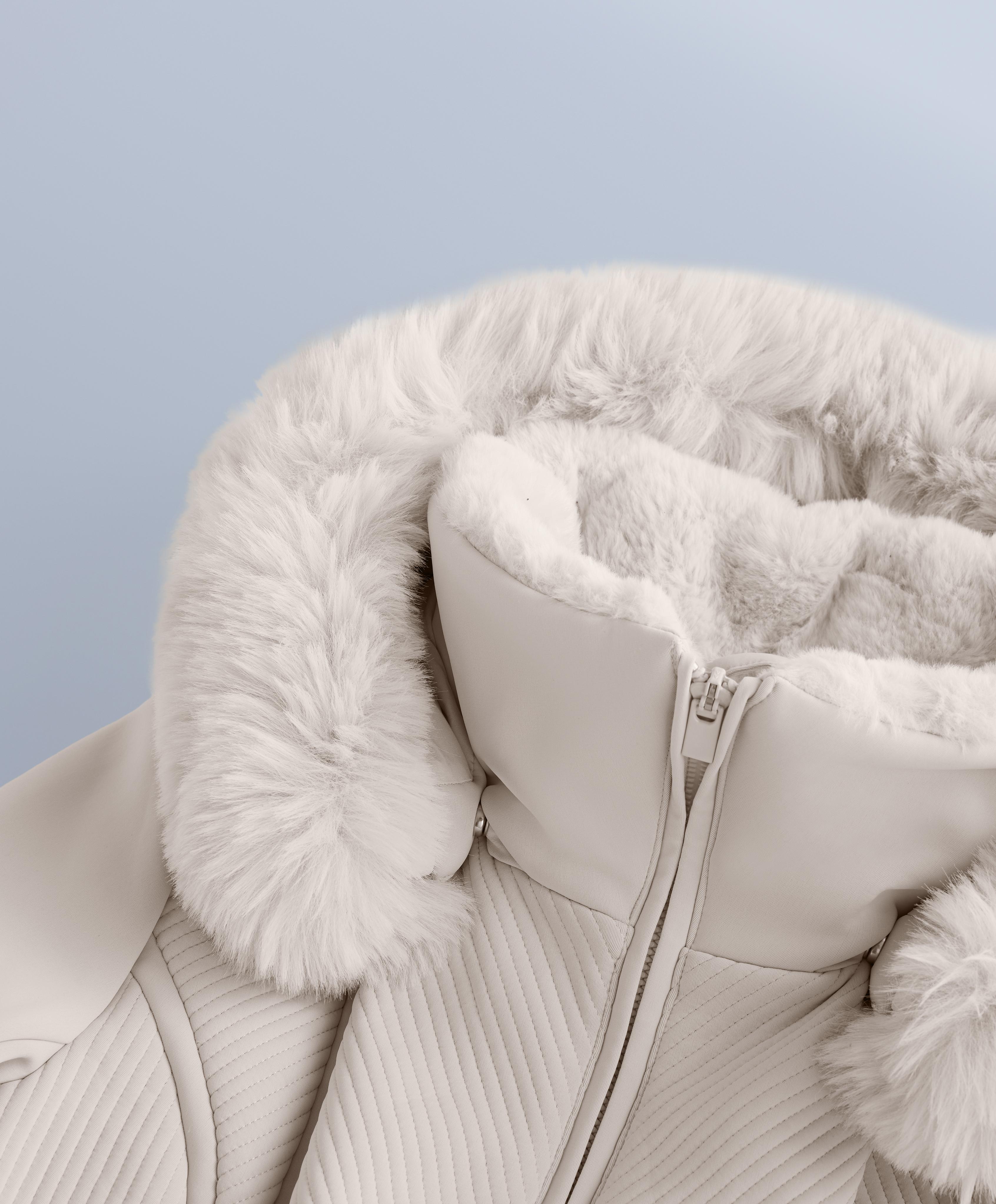 Water-resistant fitted stretch SKI jumpsuit — PALE MINK