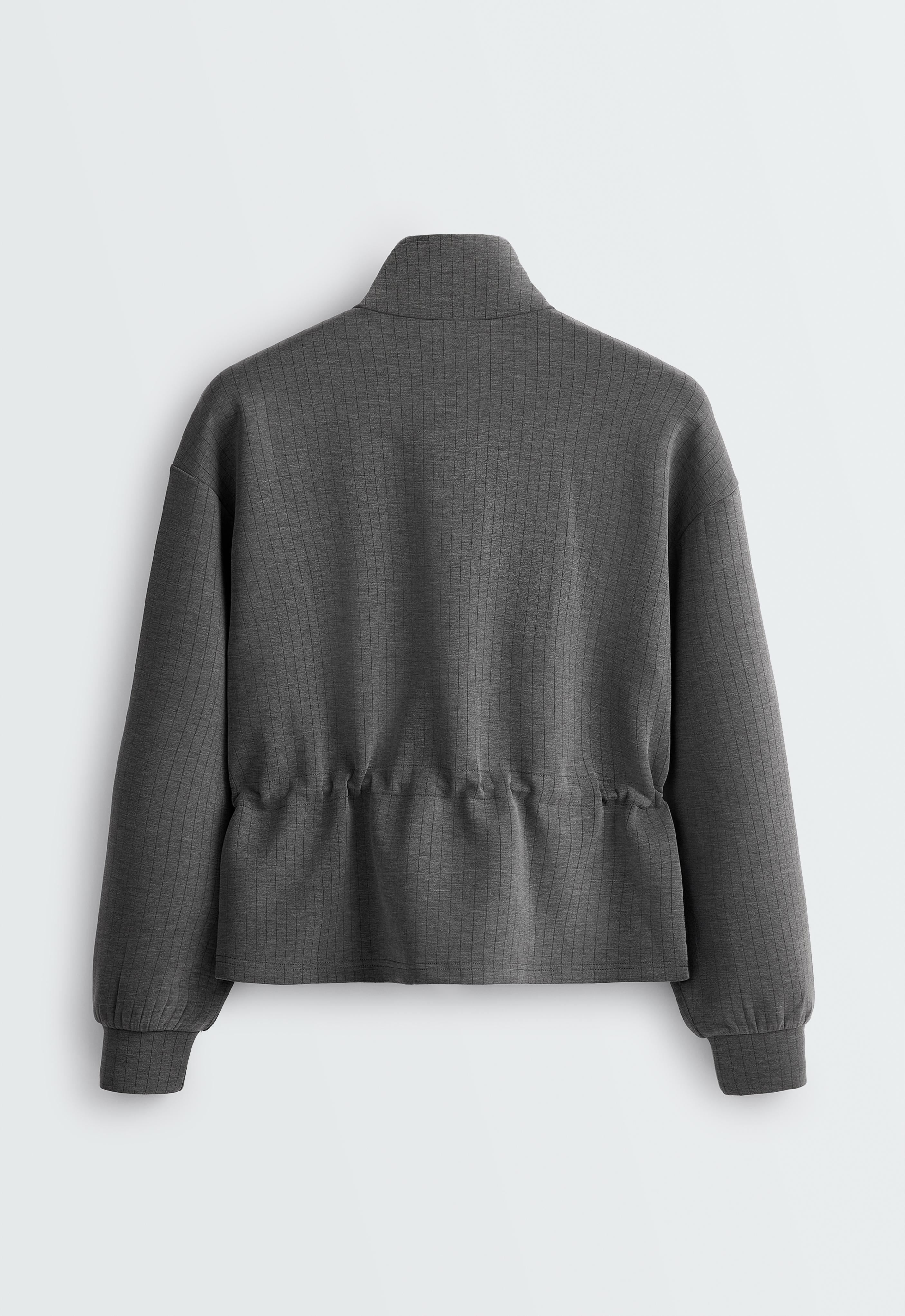 Short jacket with waist adjustment and modal — ASPHALT GREY